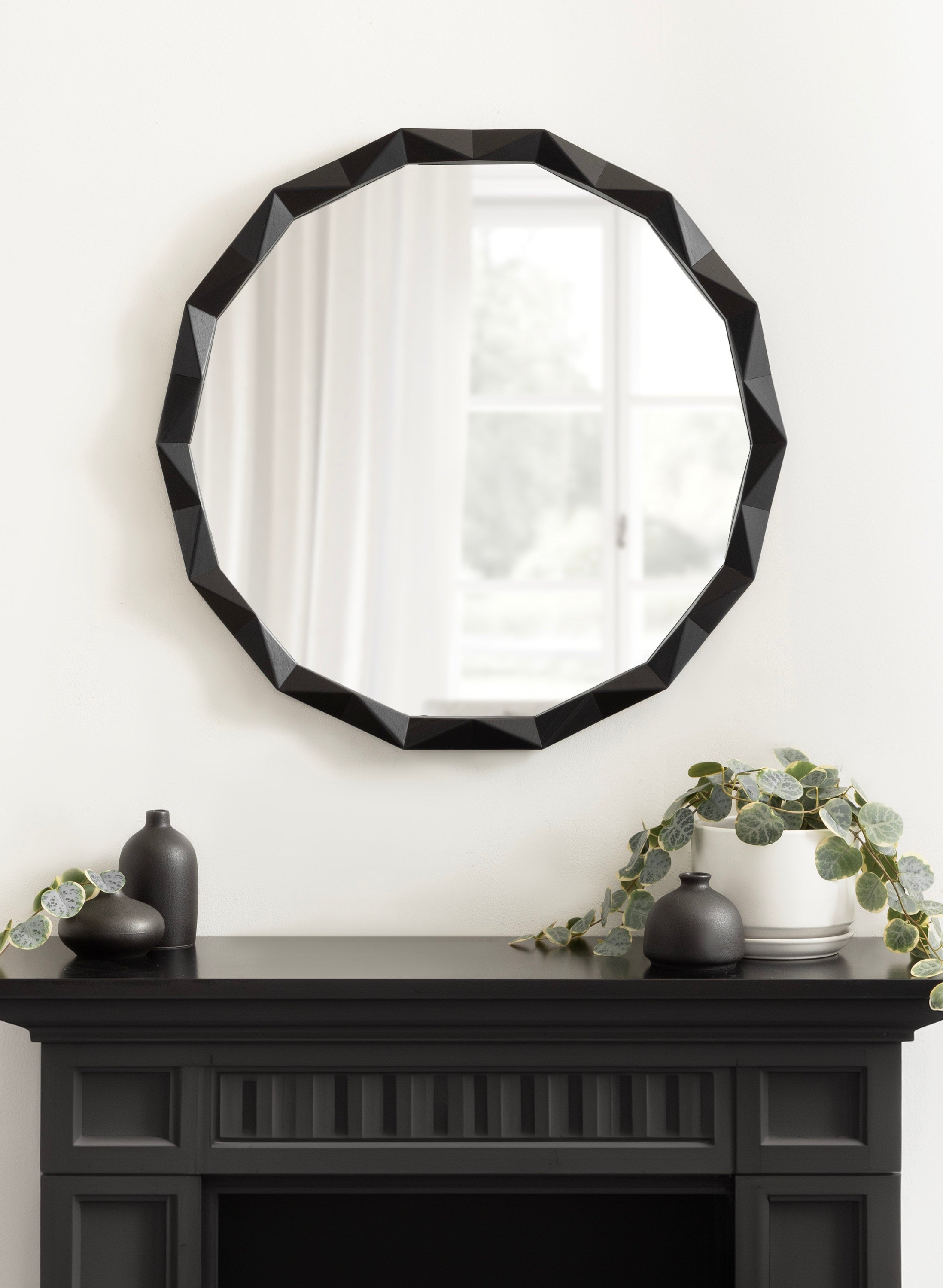Round Mirror Black 26x26 7