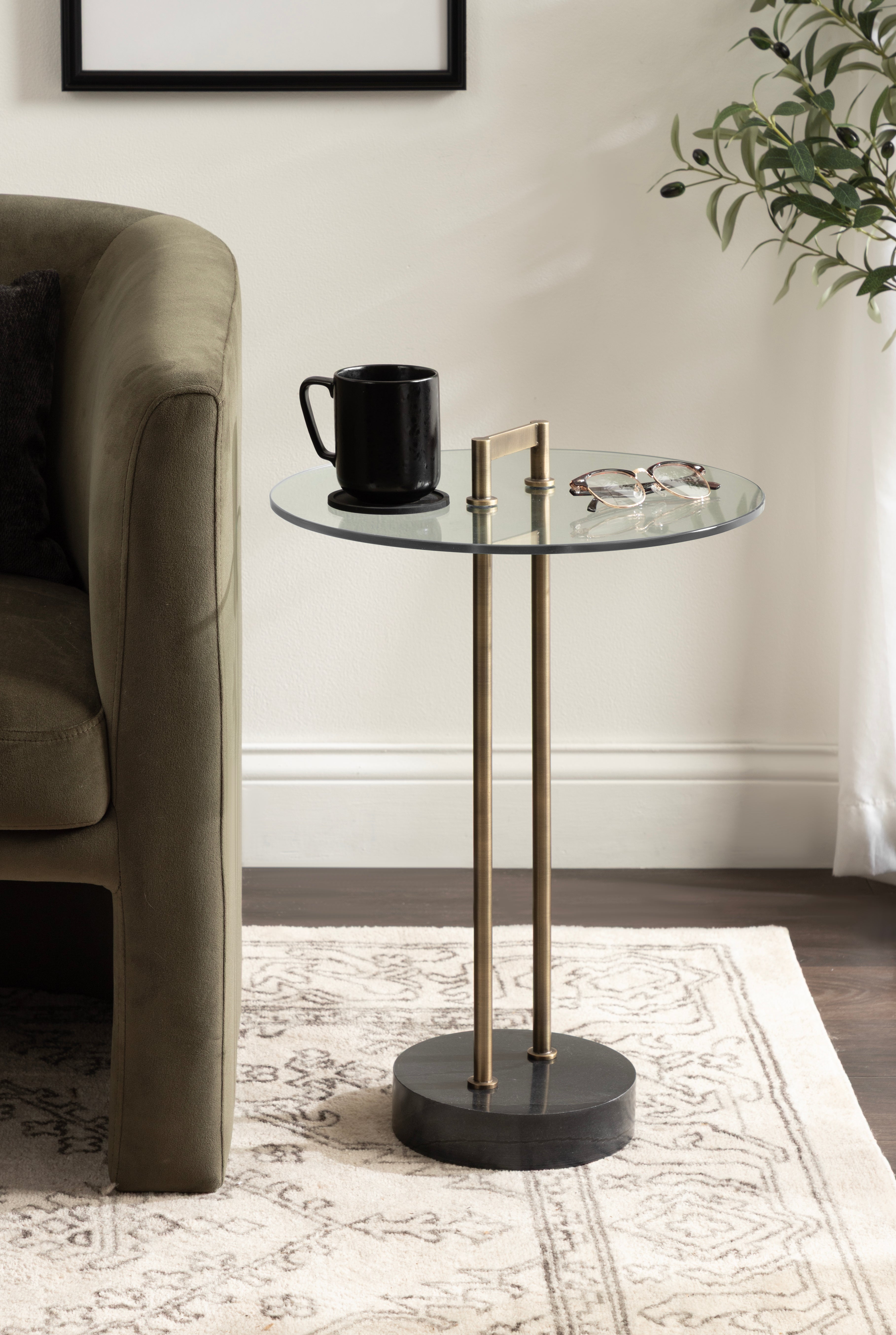 Side Table Clear Gold 16x16x24 6