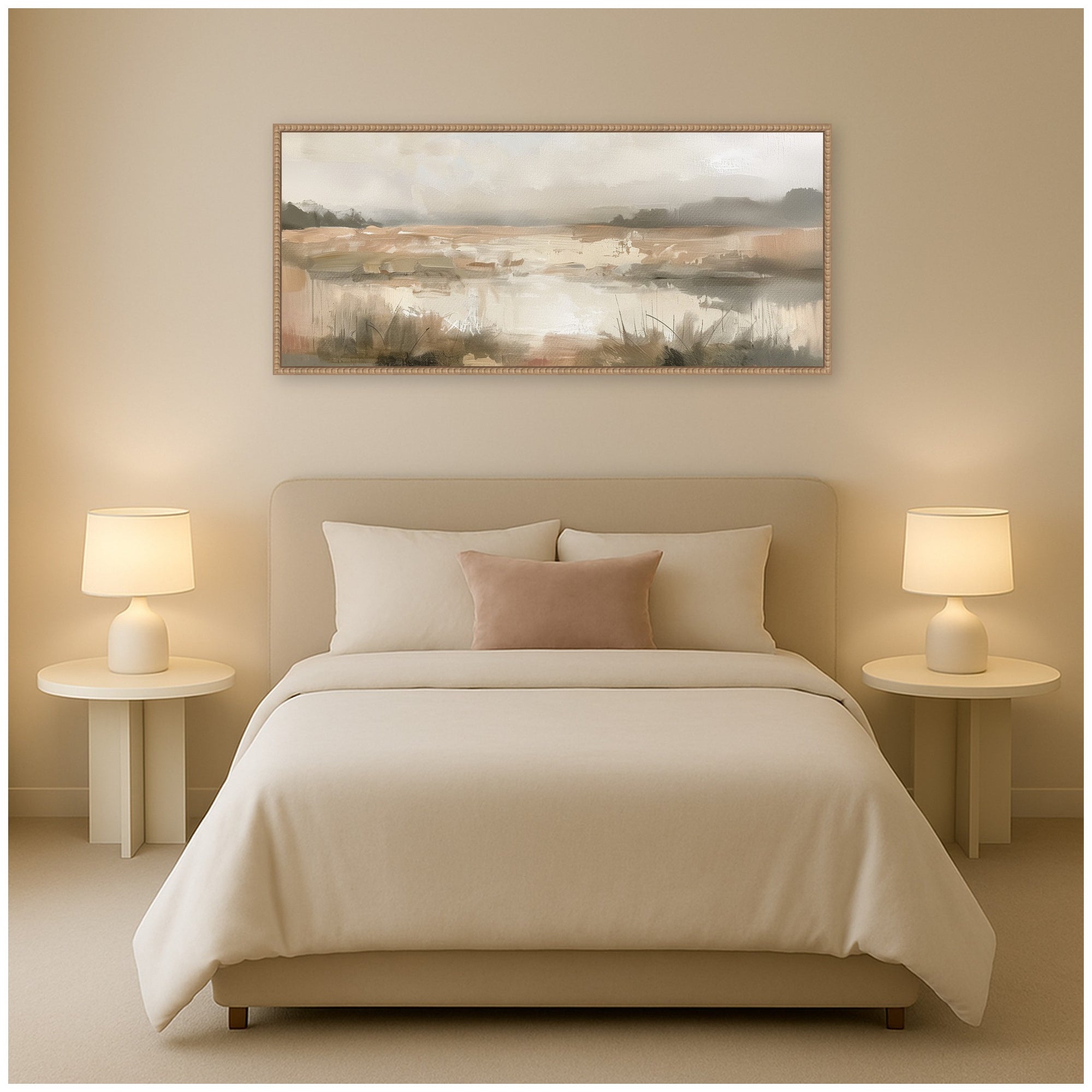 Framed Canvas 40x18 Sylvie Beaded Rustic Natural 7