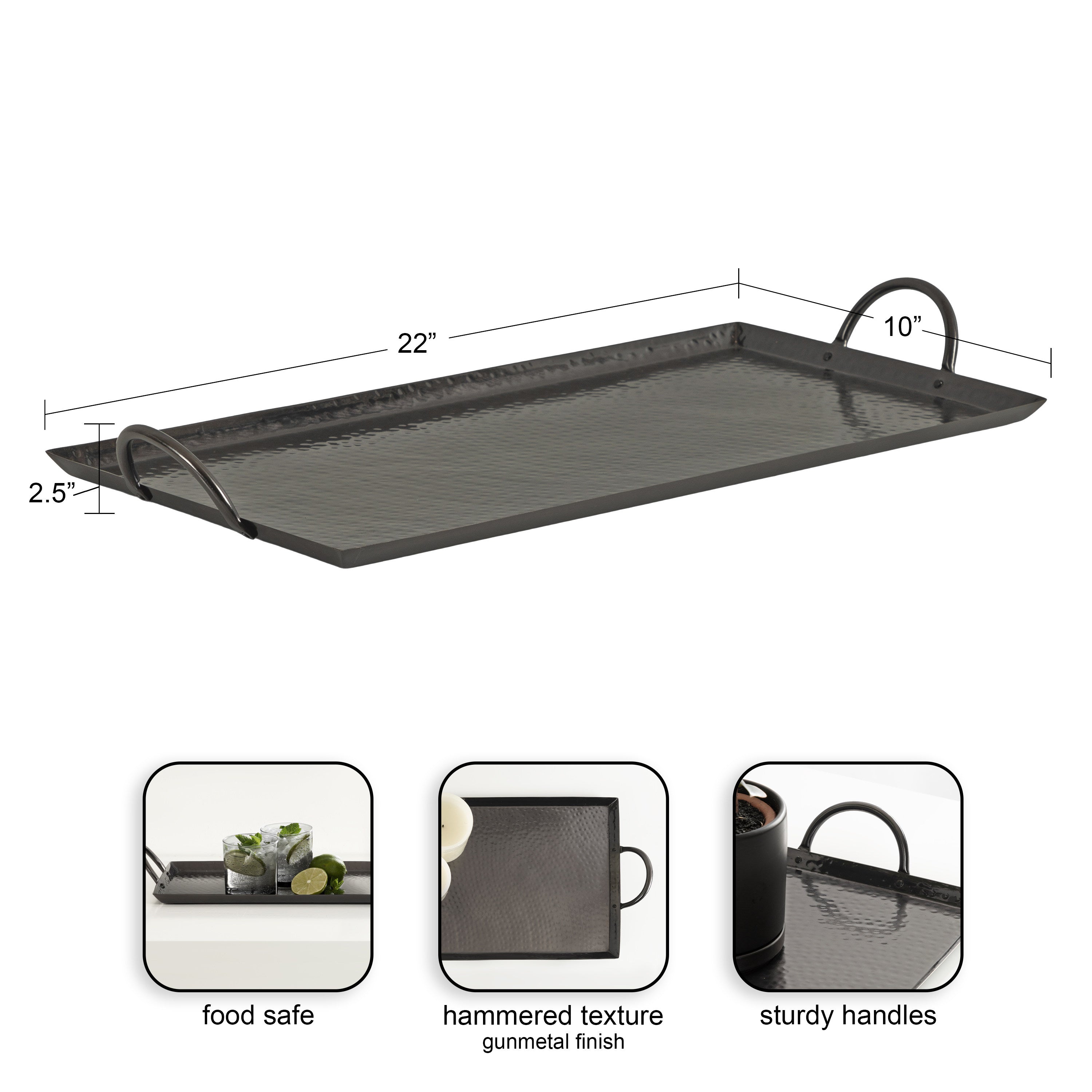 Serving Tray Pewter 10x22 2