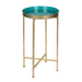 Tea Table Gold Teal 14x14x26 2