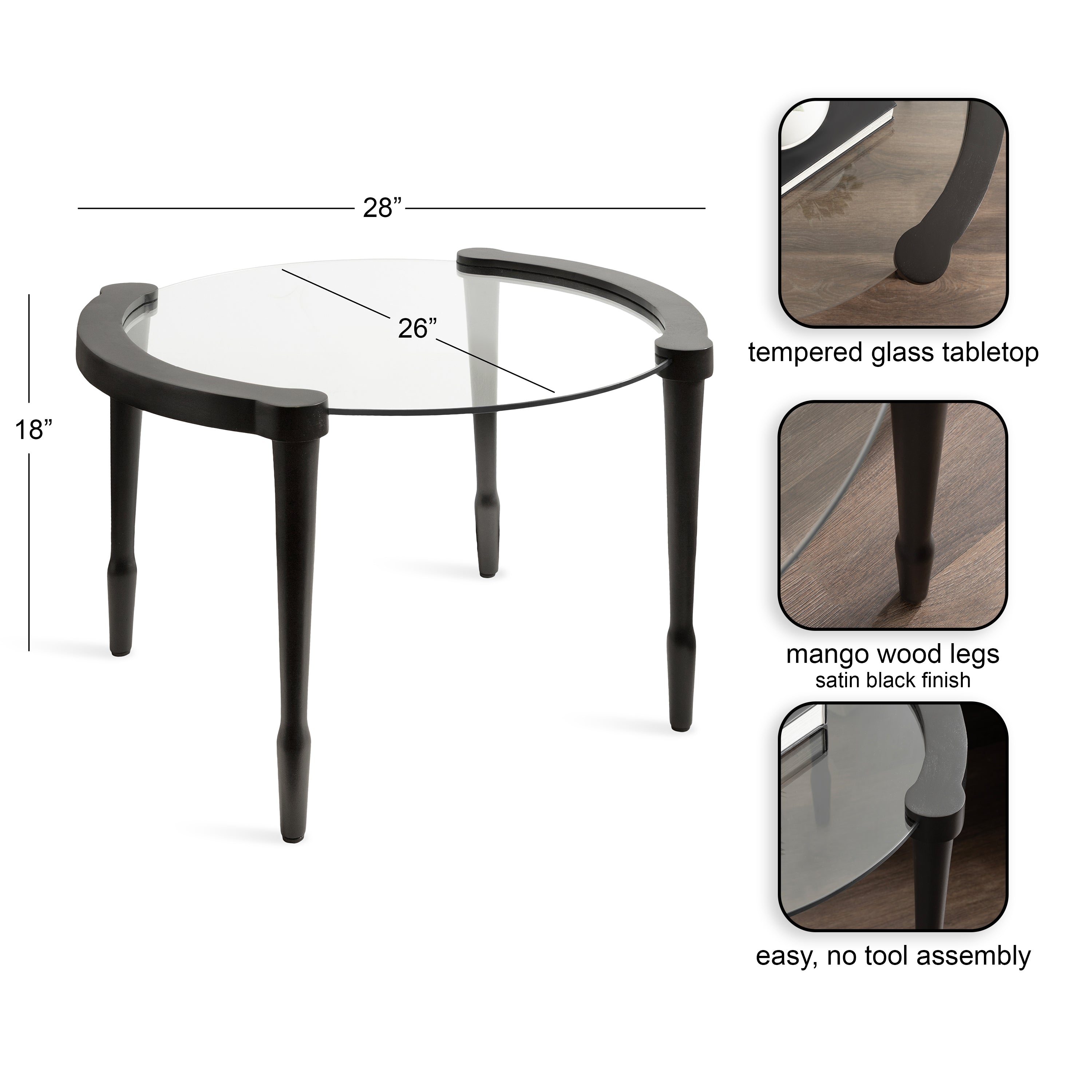 Coffee Table Black 28x16x18 2