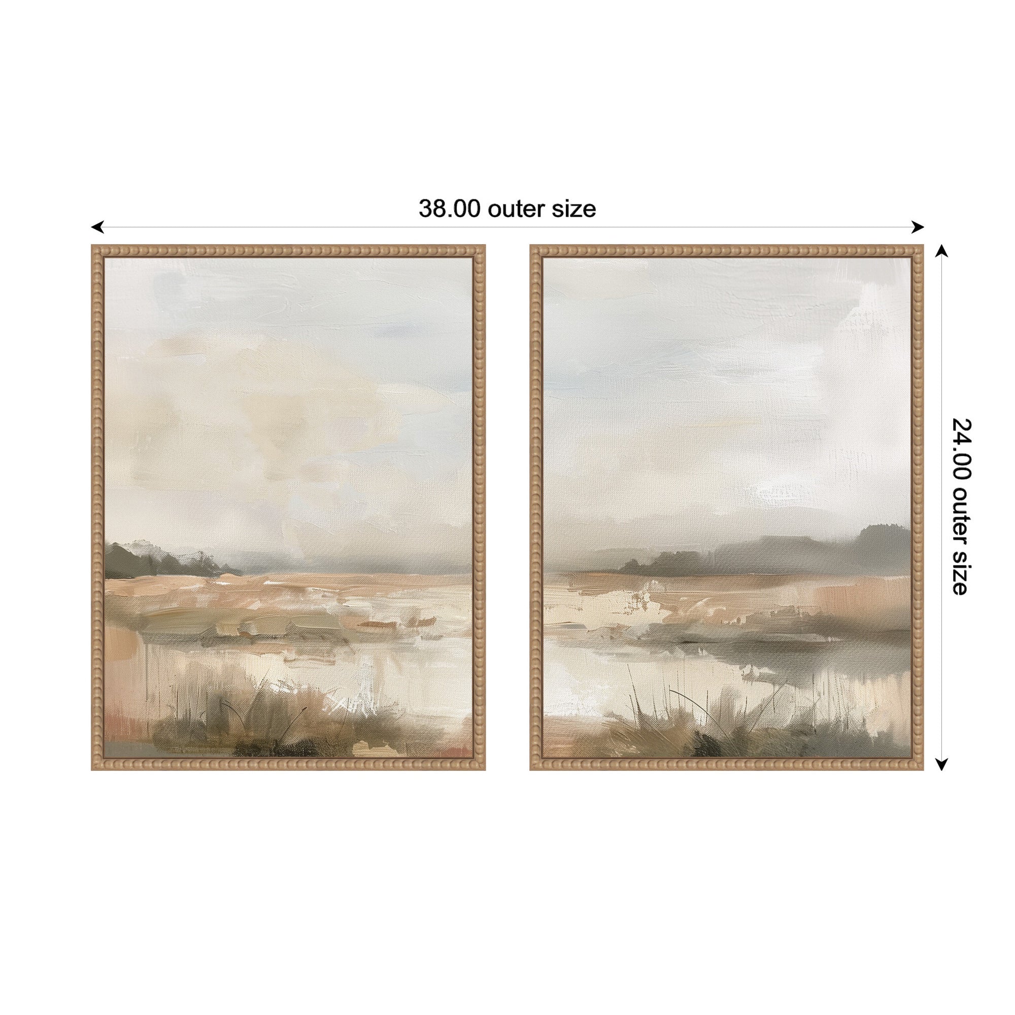 Art Set 2 Piece Set 18x24 Sylvie Beaded Rustic Natural 2