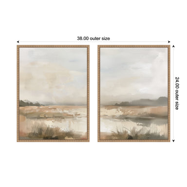 Art Set 2 Piece Set 18x24 Sylvie Beaded Rustic Natural 2