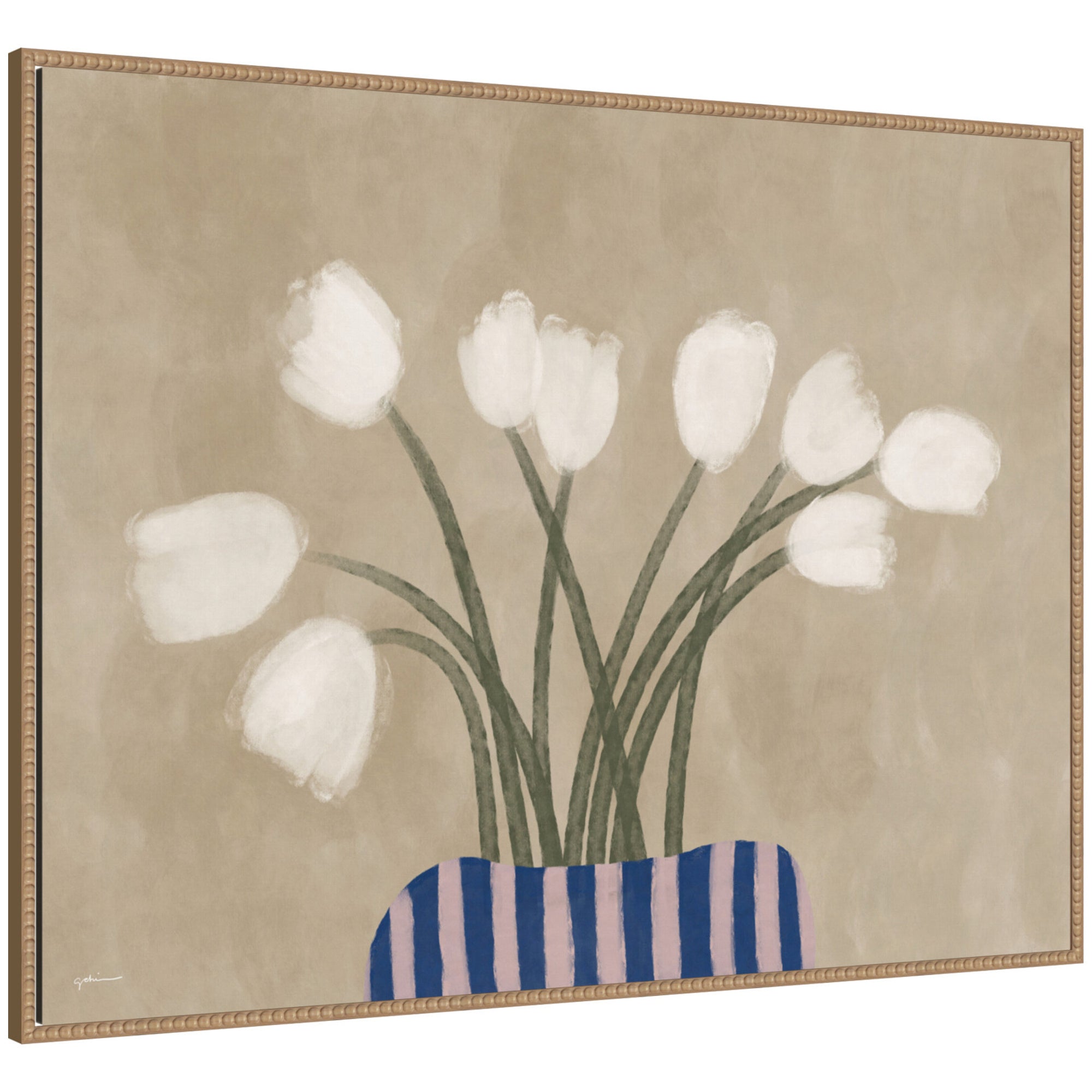 Framed Canvas 42x32 Sylvie Beaded Rustic Natural 1