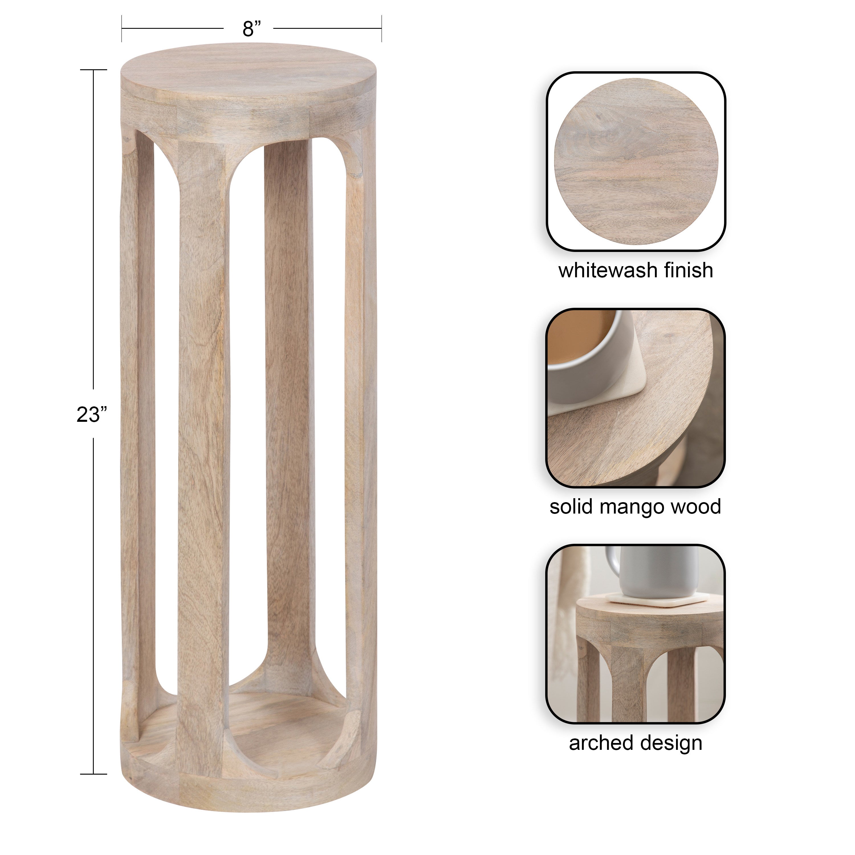 Drink Table Whitewash 8x8x23 2