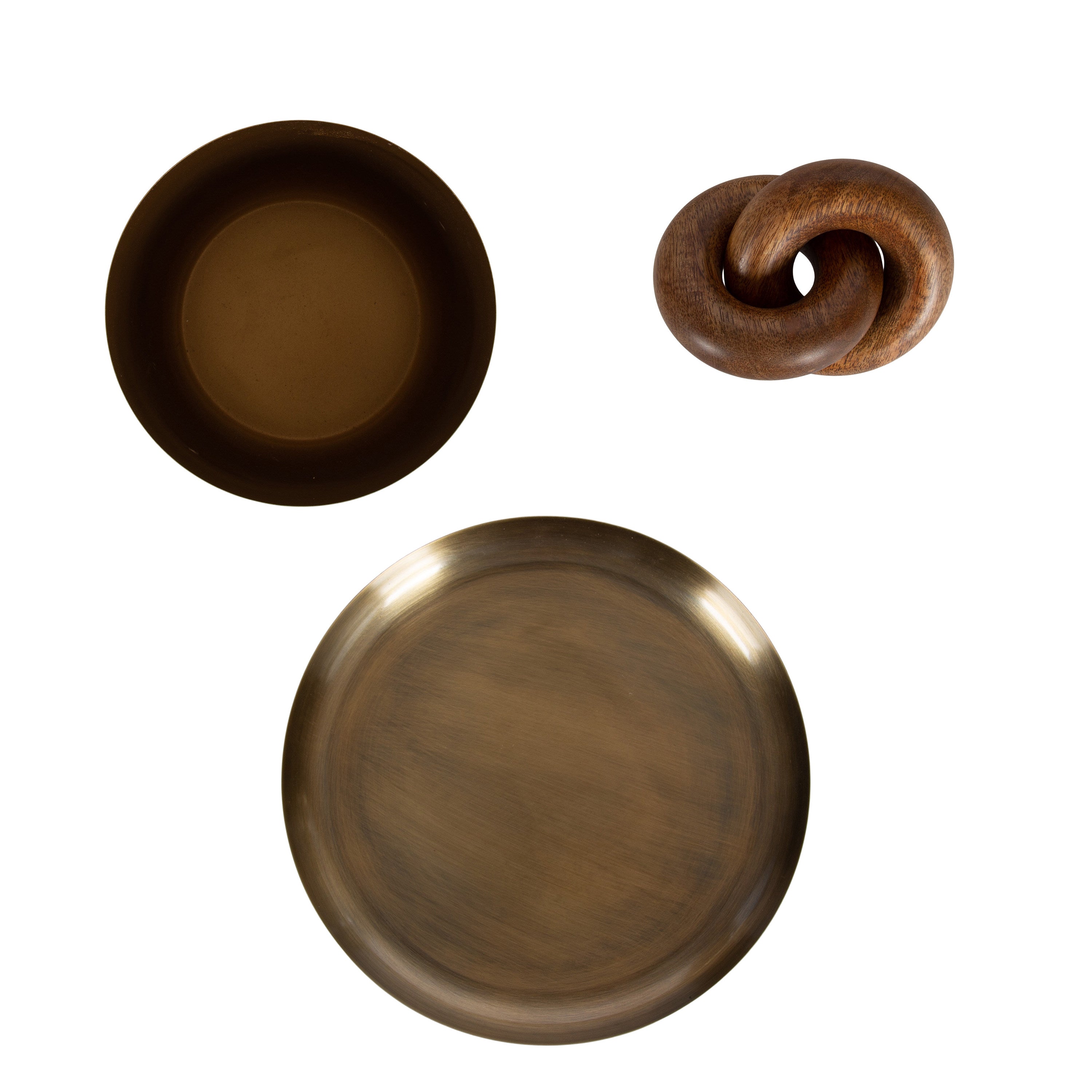 Decorative Accessory Set Walnut Brown Gold 3 Piece 4