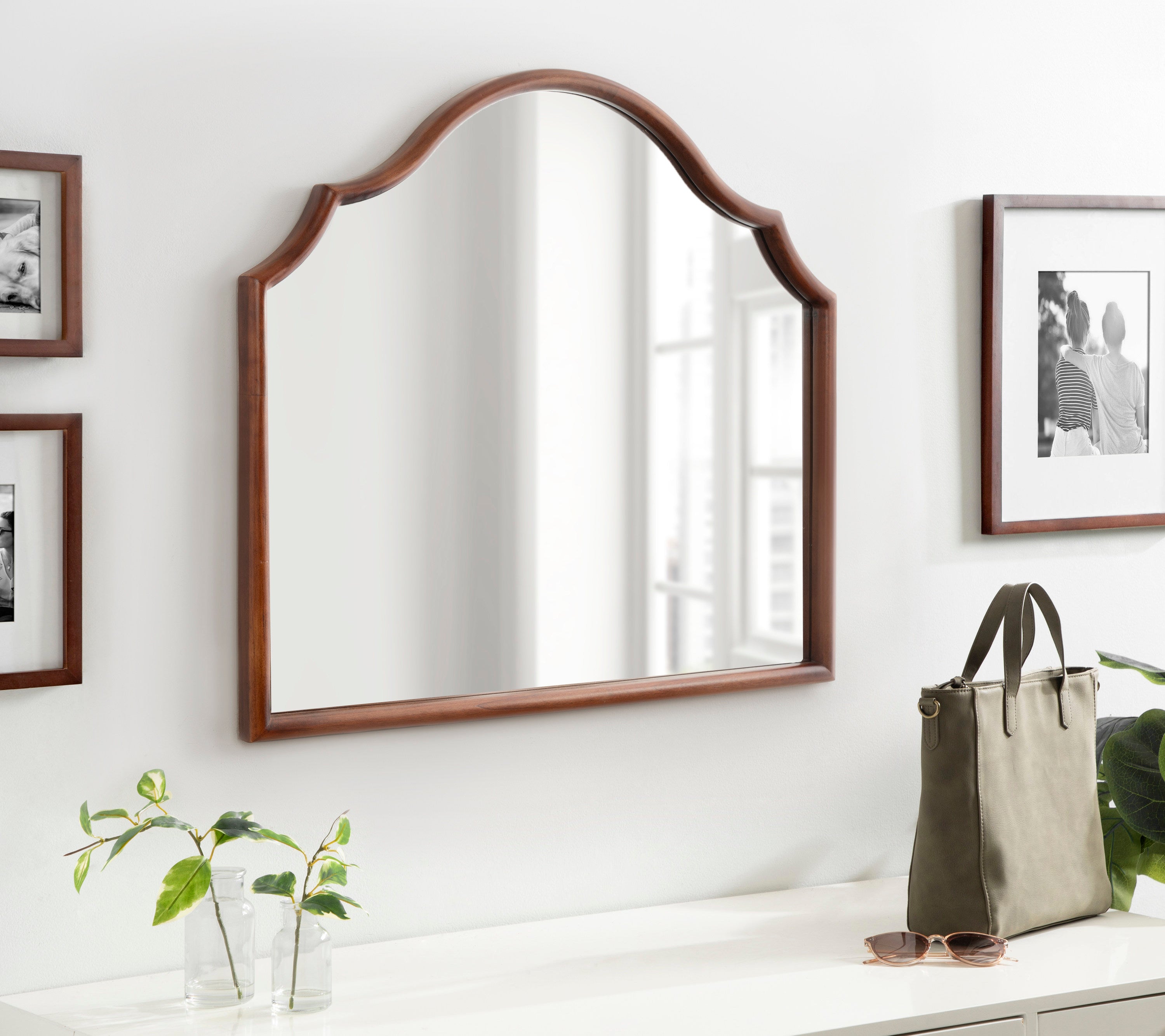 Arch Mirror Walnut Brown 32x28 6