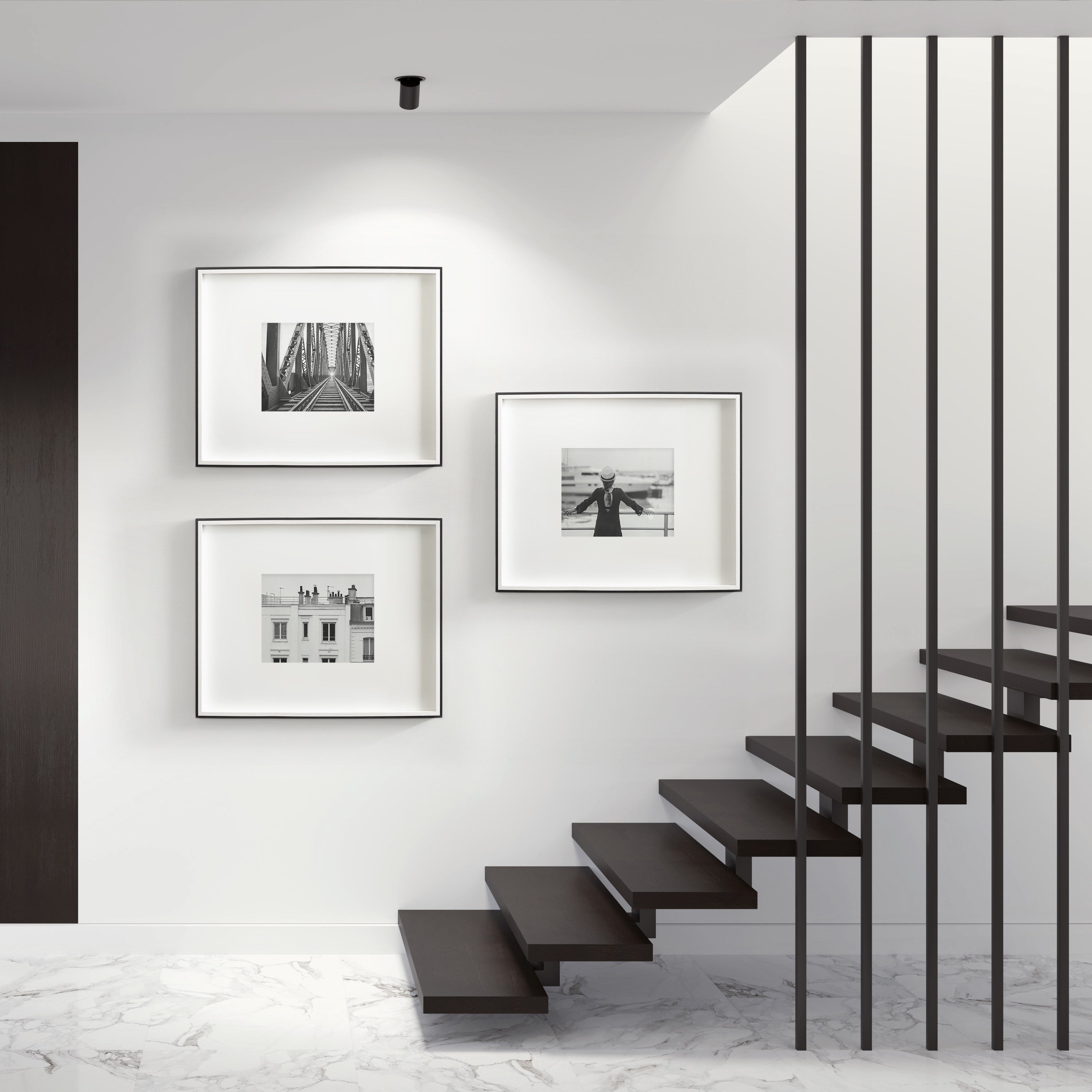 Wall Frame 16x20 matted to 8x10 Black White 7