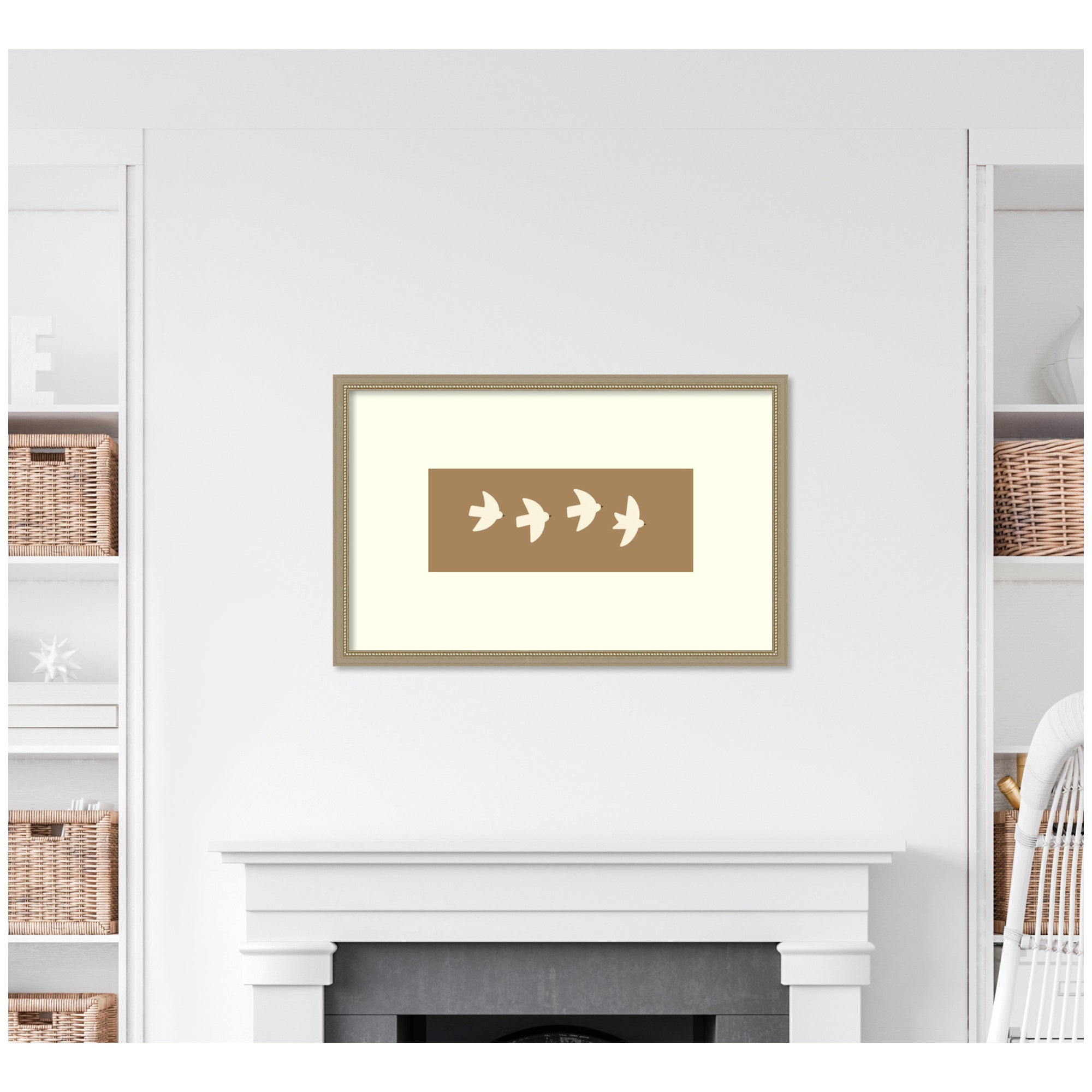 Minimalist Birds Panel 2 Brown by Laura Moss Framed Wall Art Print