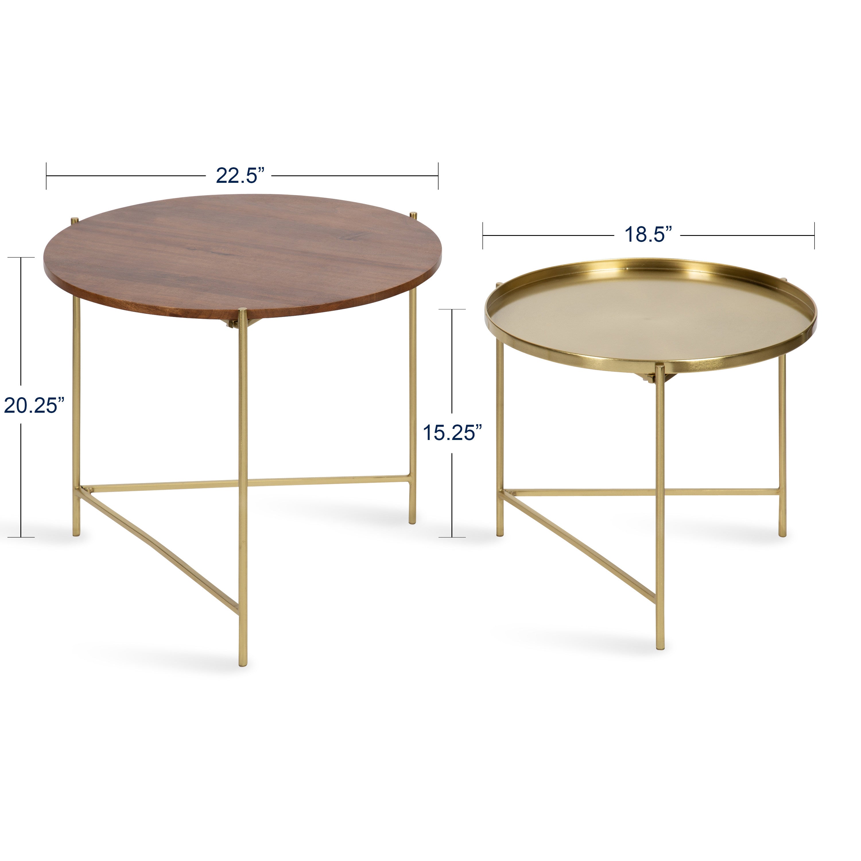 Nesting Table Walnut Brown Gold 2 Piece 2