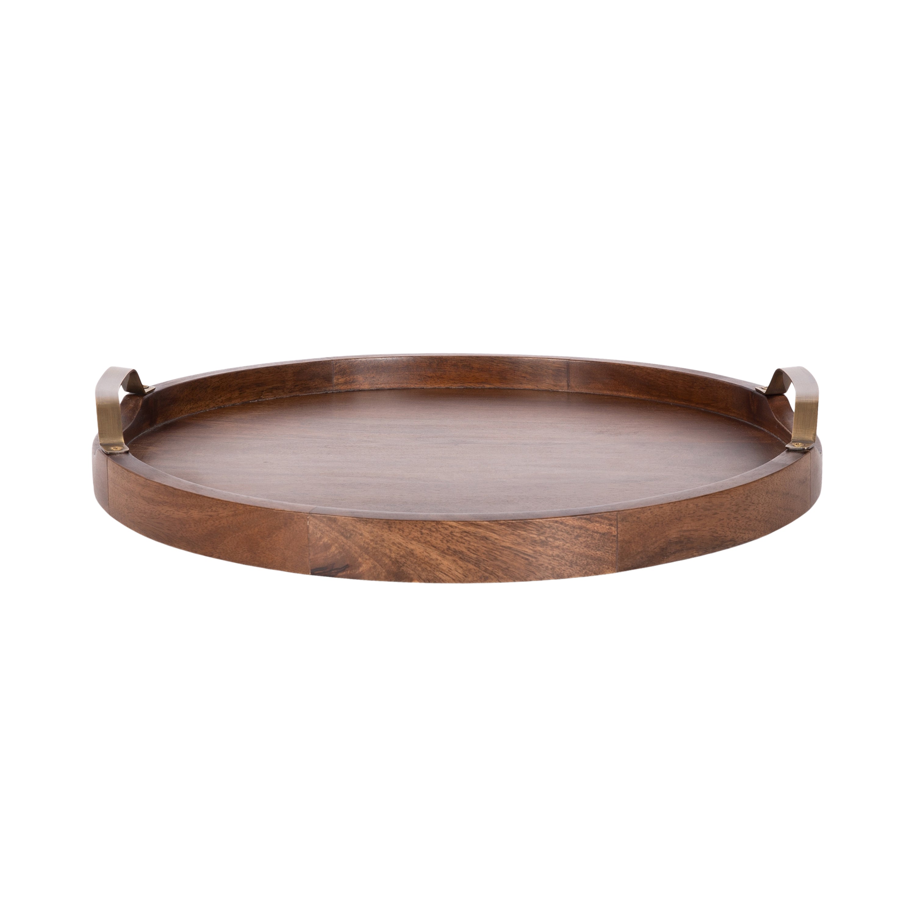 Single Tray 18" Diameter Walnut Brown Gold 5