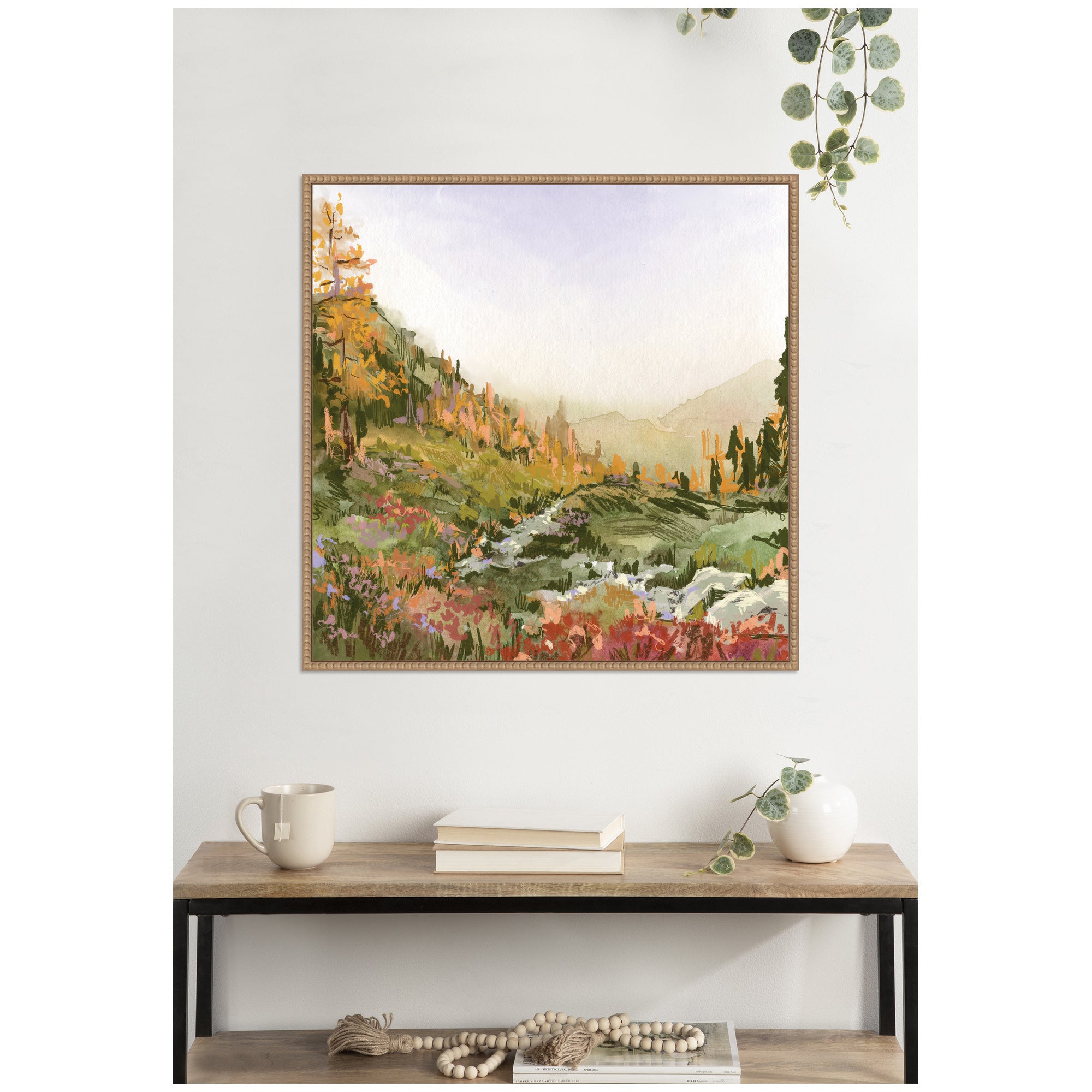 Framed Canvas 30x30 Sylvie Beaded Rustic Natural 7