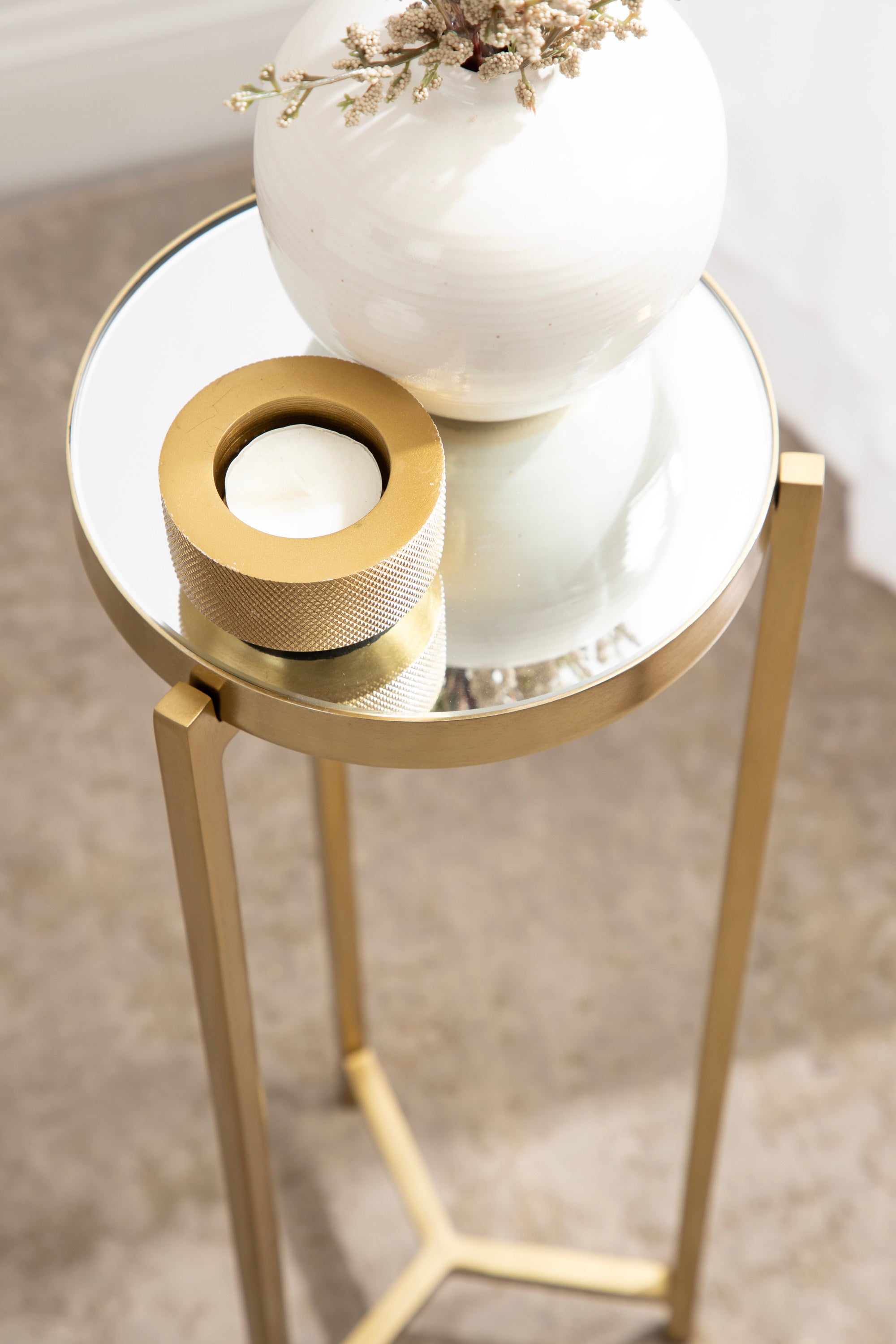 Drink Table Mirror Gold 9x9x23 7