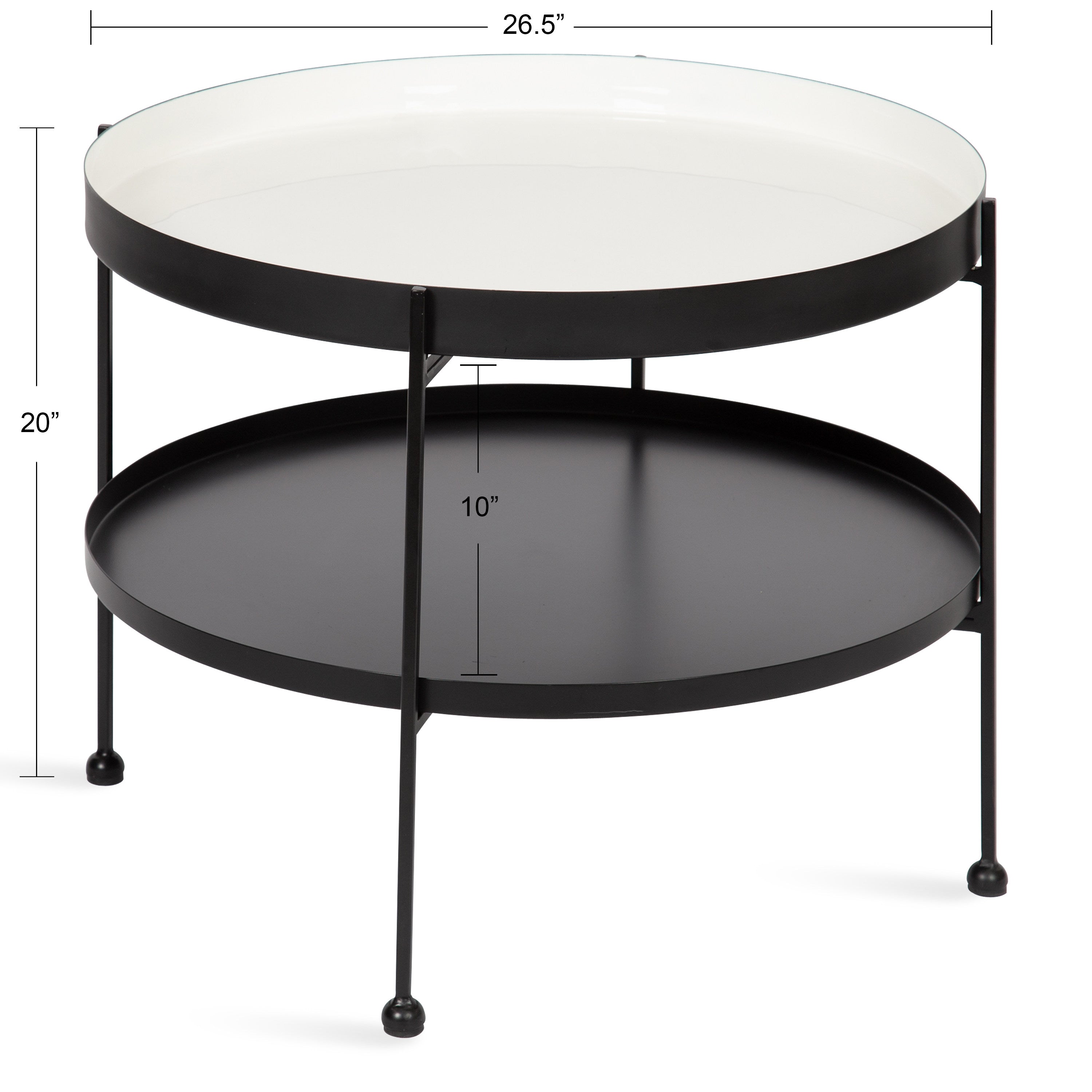 Coffee Table 26" Diameter White Black 2
