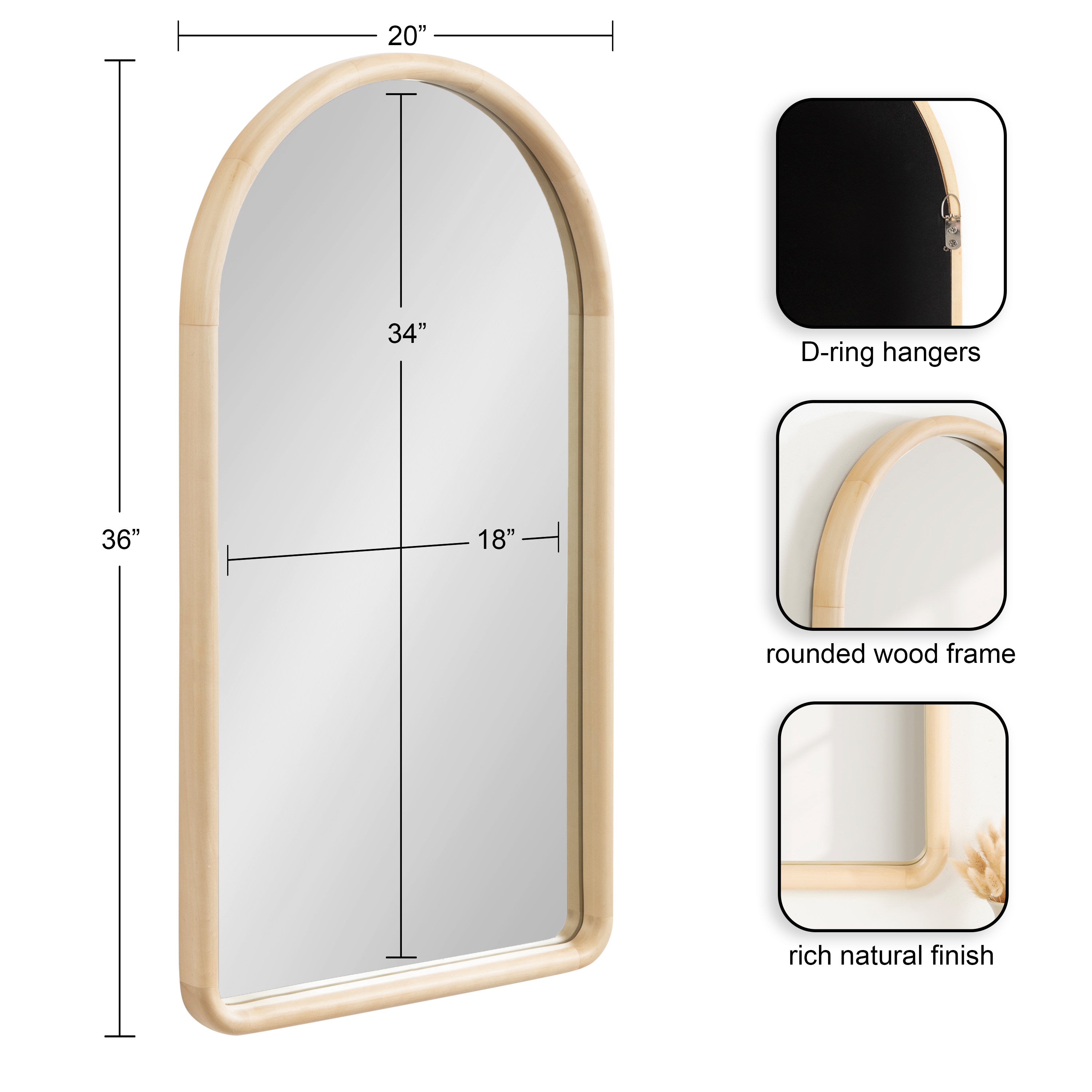 Arch Mirror Natural 20x36 2