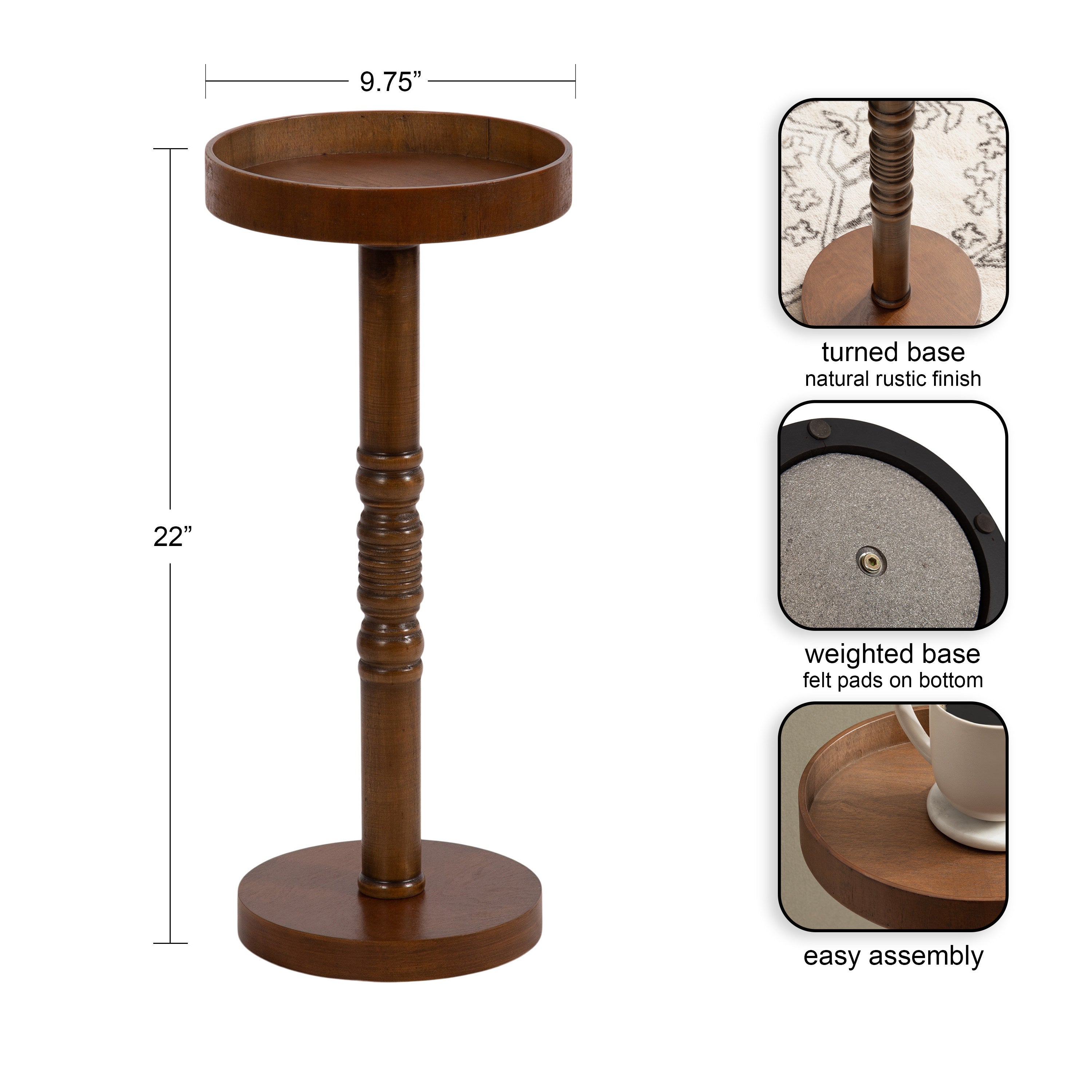 Drink Table Rustic Brown 10x10x22 2