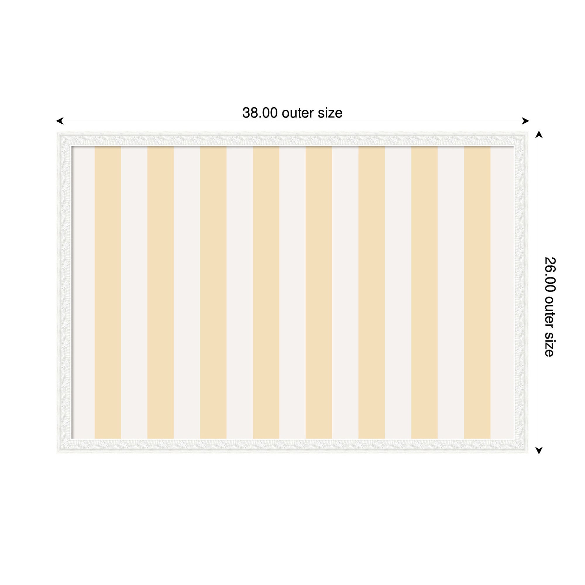 Framed Fabric Pinboard Wide Stripes Yellow Wall Organization