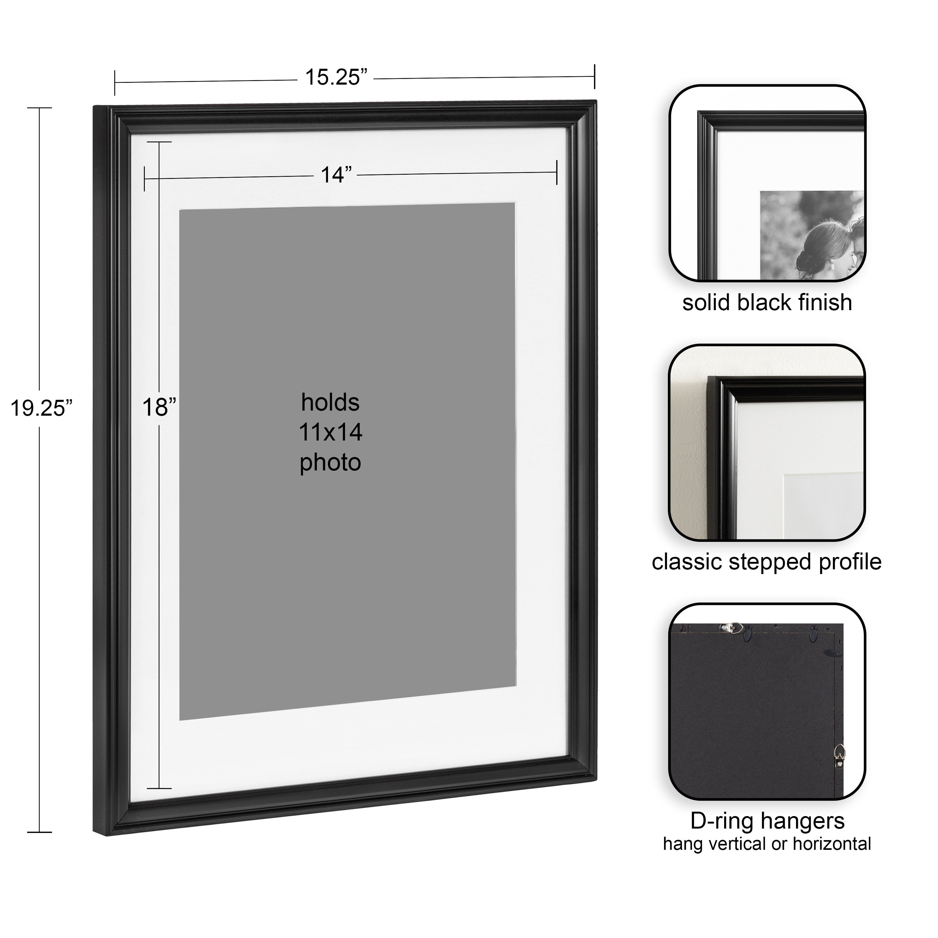 Wall Frame Black 14x18 matted to 11x14 2