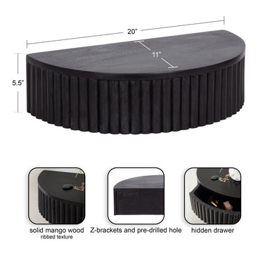 Floating Side Table Black 20x11x6 2