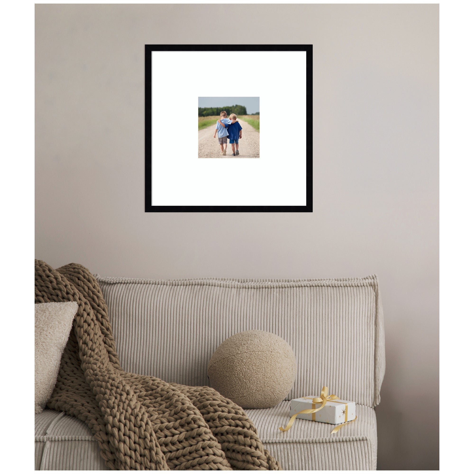 Wall Frame Svelte Noir Black 20x20 matted to 8x8 5