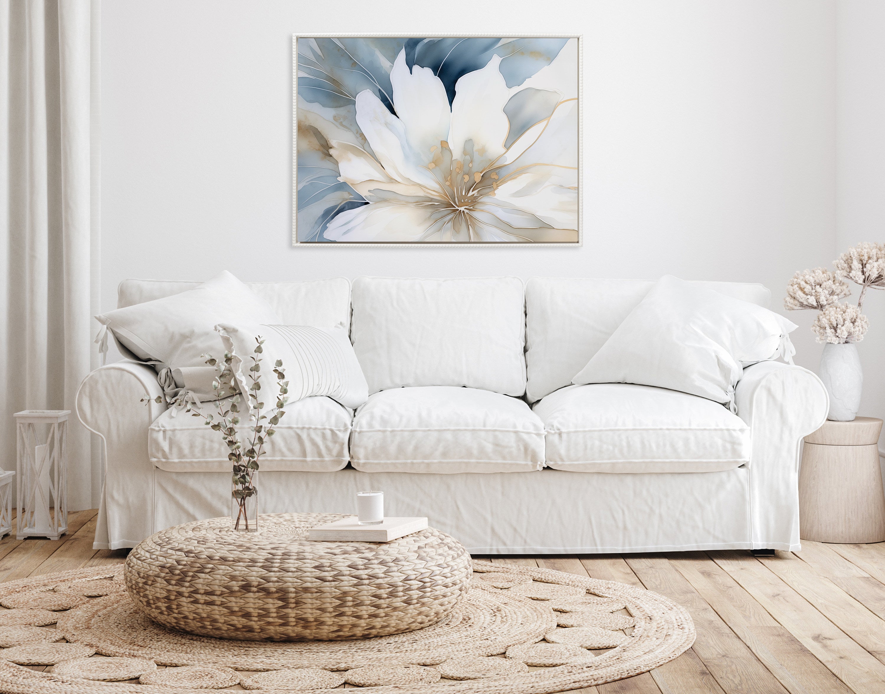 Framed Canvas 31.5x41.5 Sylvie Beaded White 6