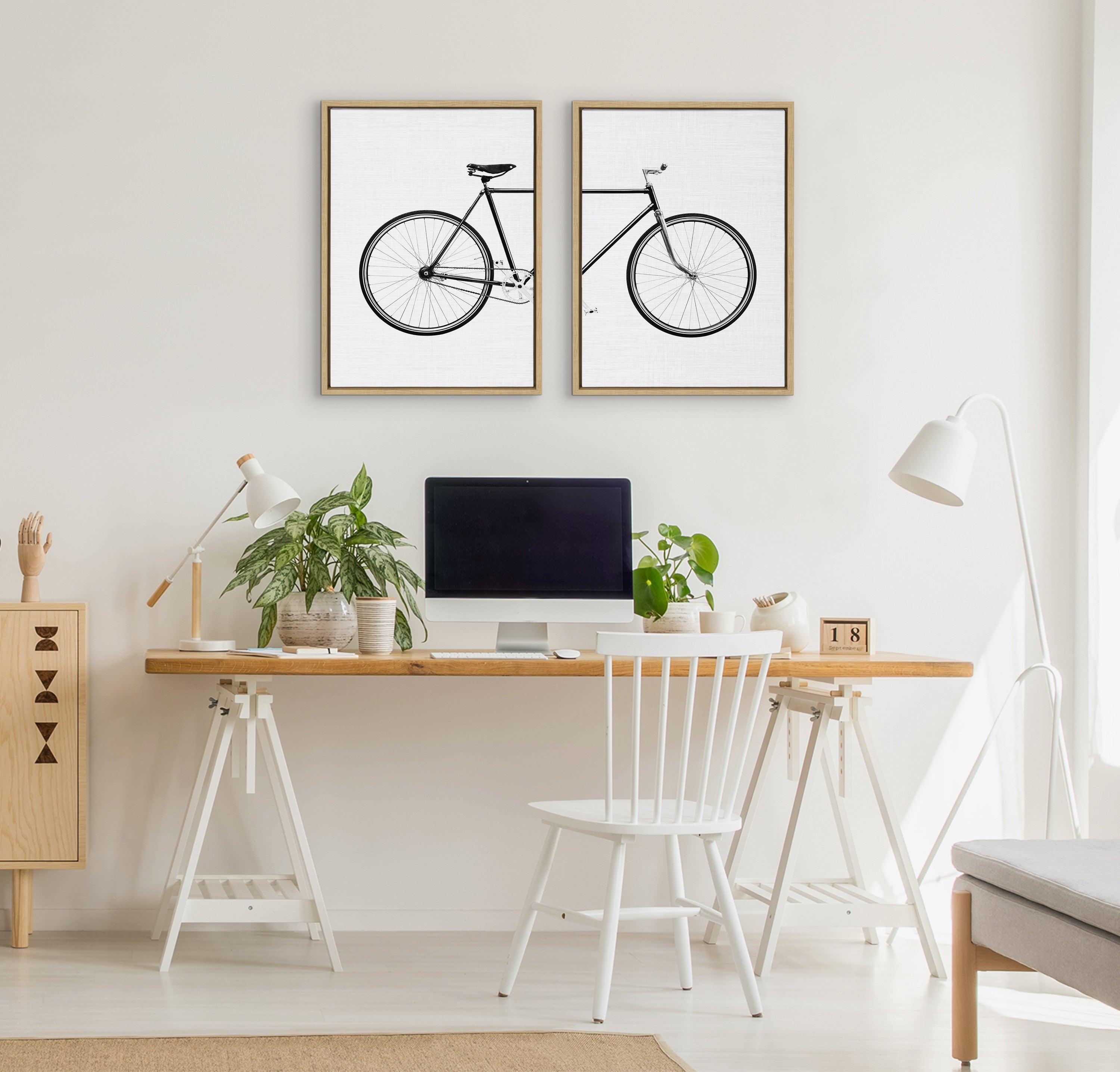 Sylvie Bicycle Framed Canvas by Simon Te of Tai Prints