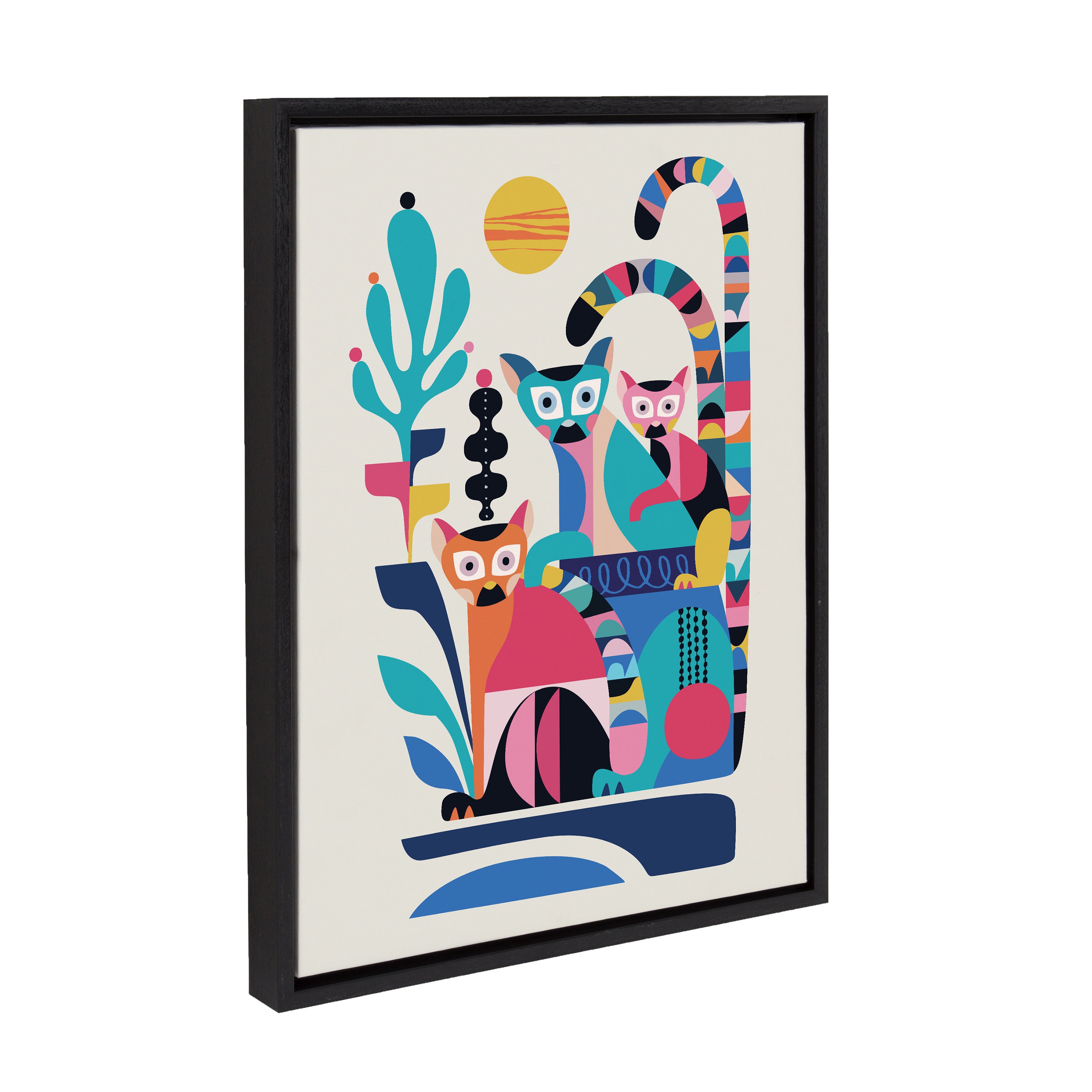 Sylvie Mid Century Modern Lemur Framed Canvas by Rachel Lee of My Dream Wall