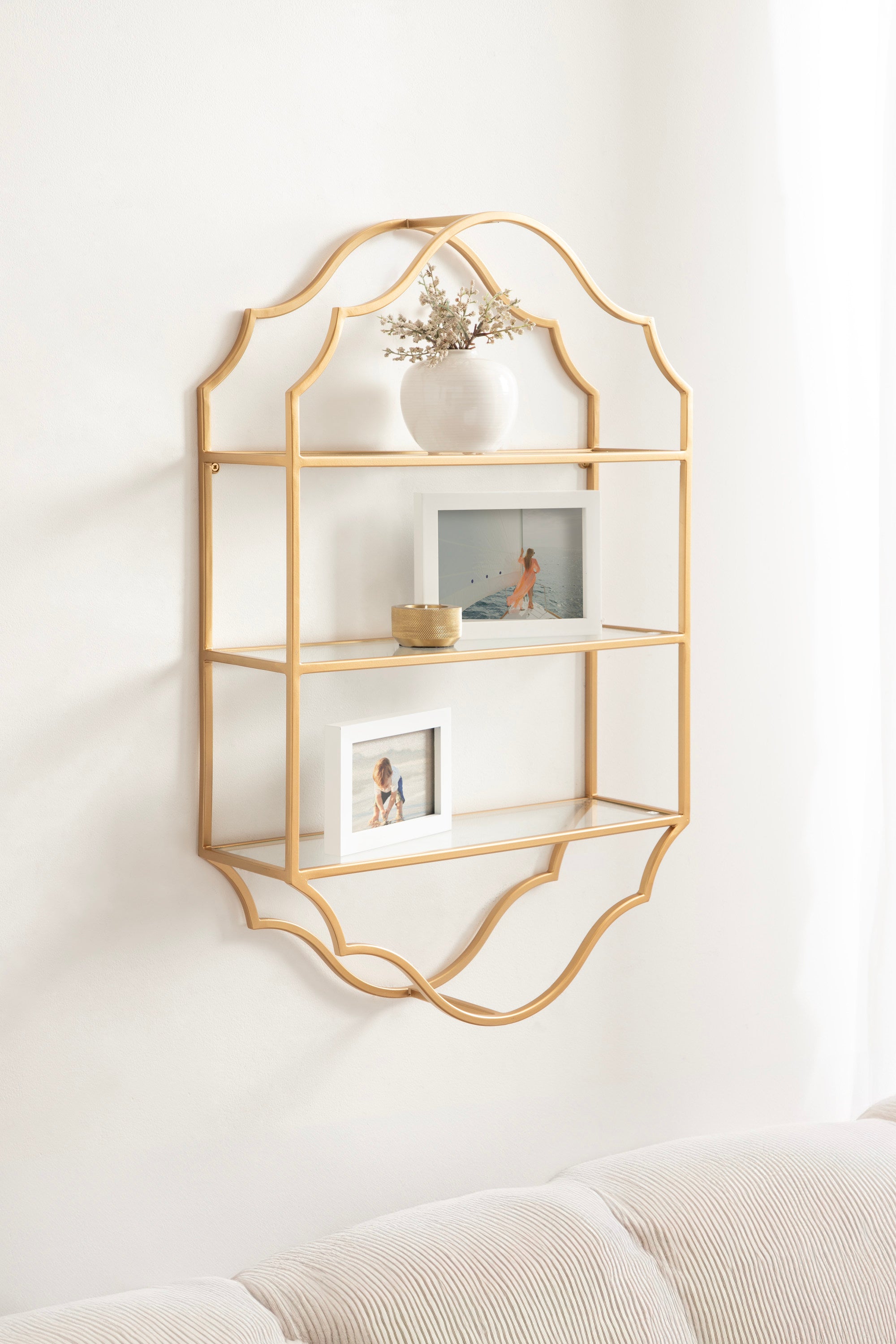 Accent Shelf Gold 20x6x32 7
