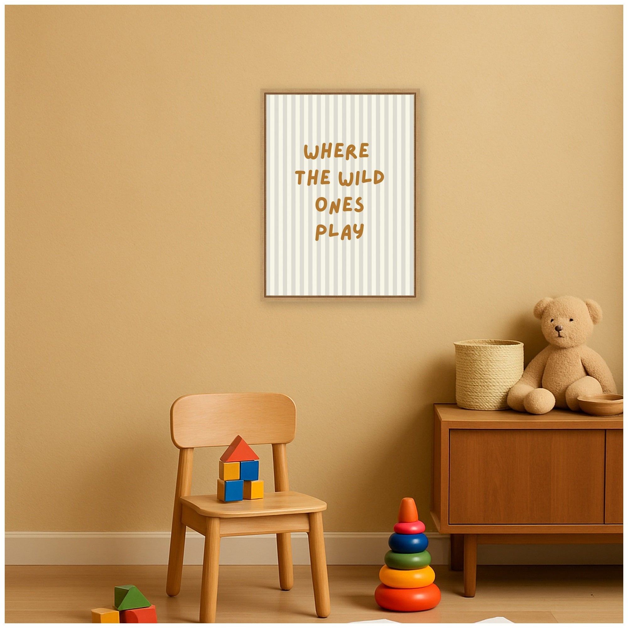 Where the Wild Ones Play Striped by Laura Moss Framed Canvas Wall Art Print