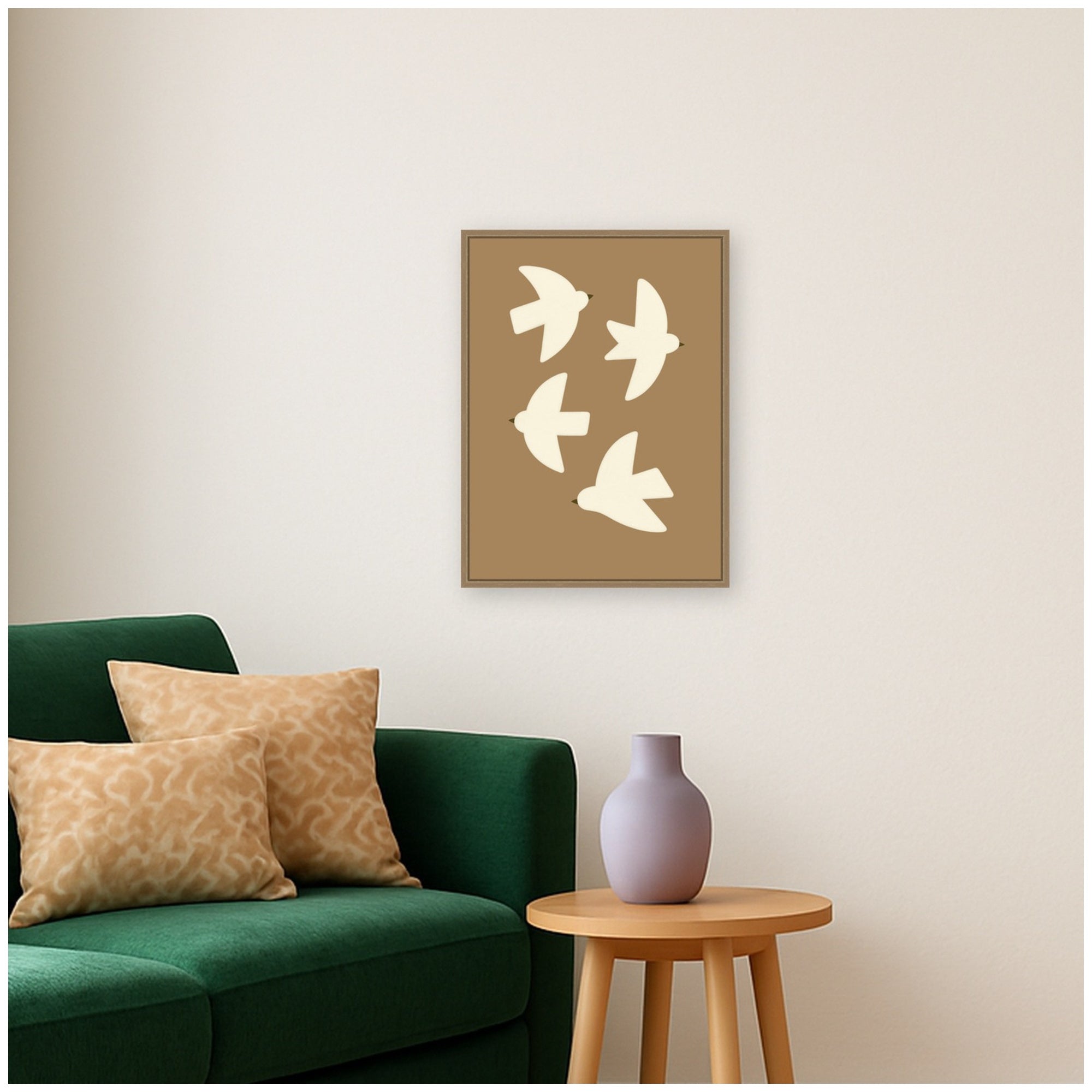 Minimalist Birds Poster 2 Brown by Laura Moss Framed Canvas Wall Art Print