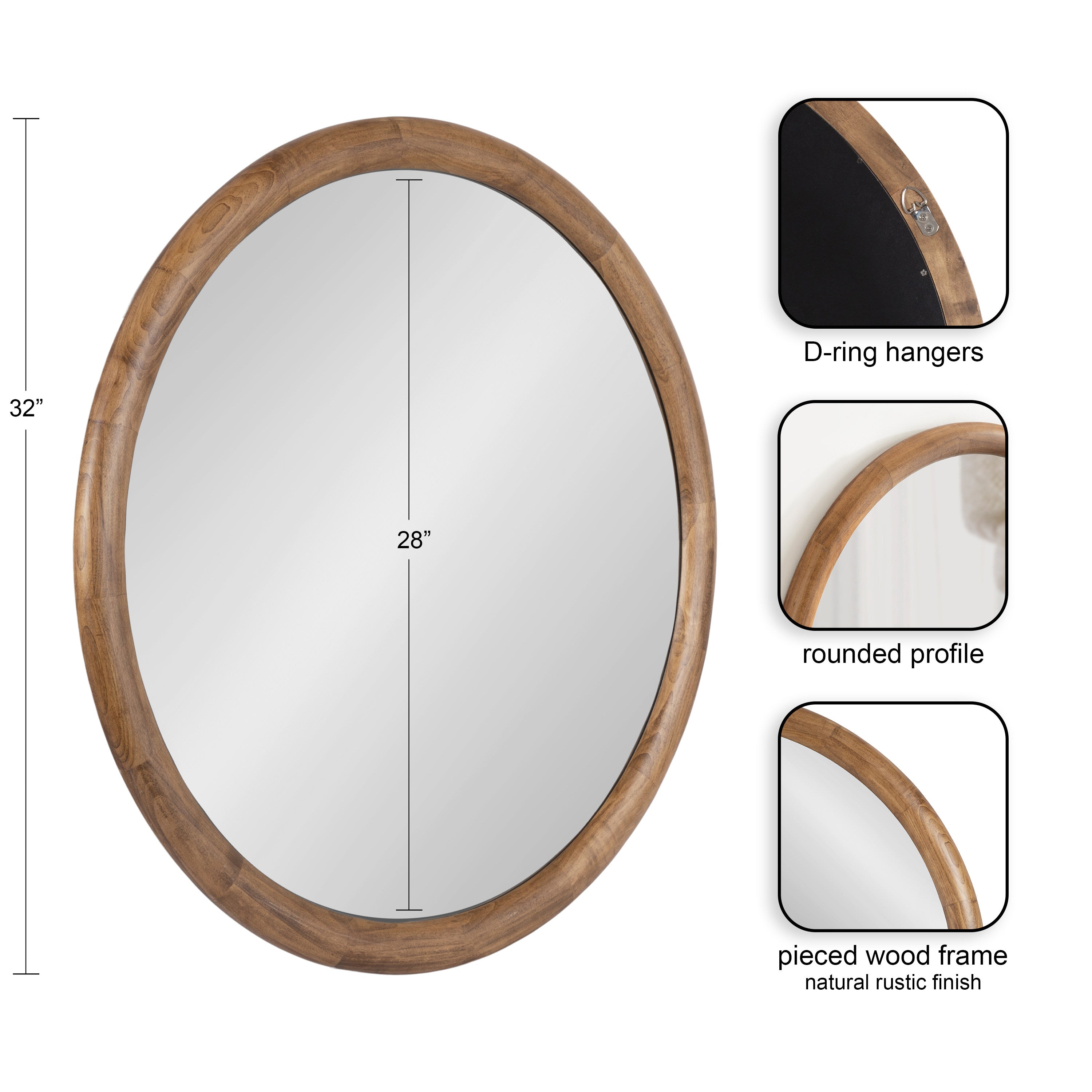 Round Mirror Rustic Brown 32x32 2