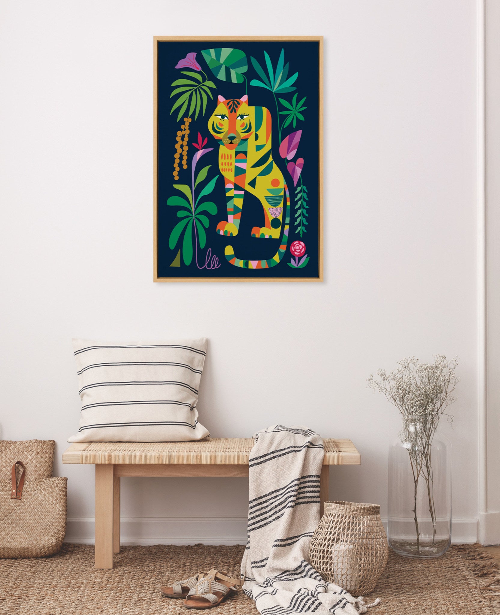 Sylvie Tiger in the Forest Framed Canvas by Rachel Lee