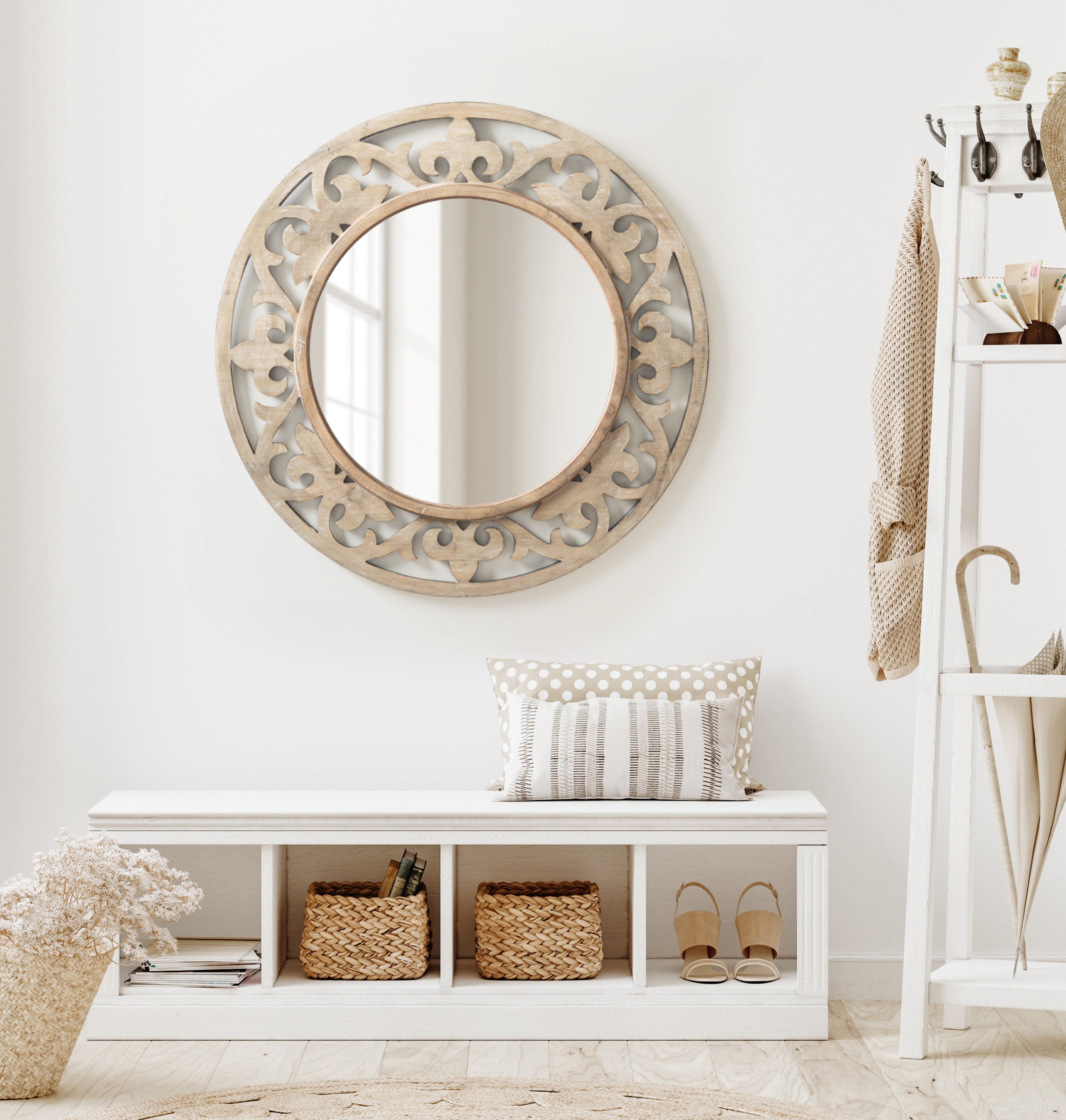 Shovali Rustic Round Mirror