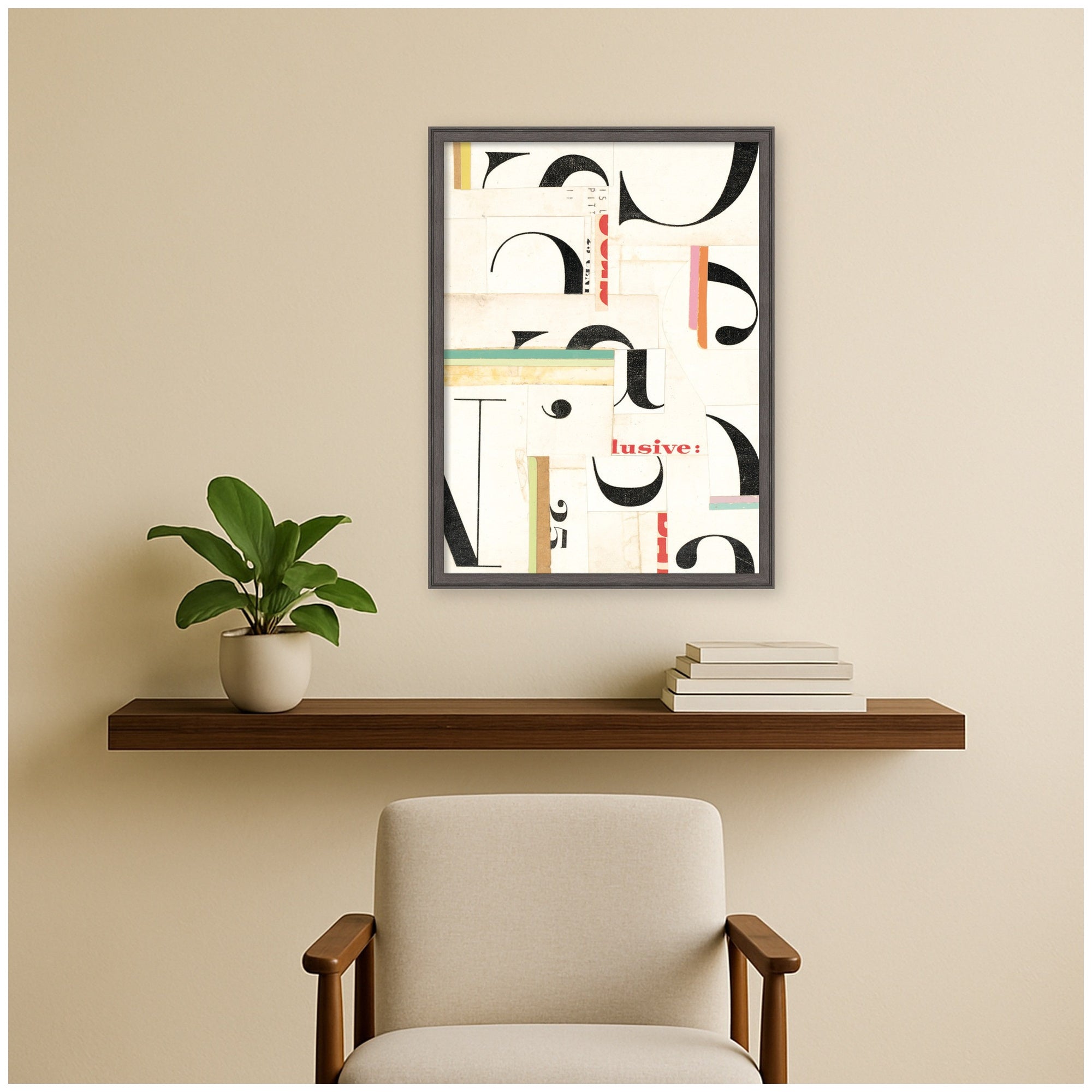 Typography White by Felicia Dadak Framed Mounted Canvas Wall Art Print