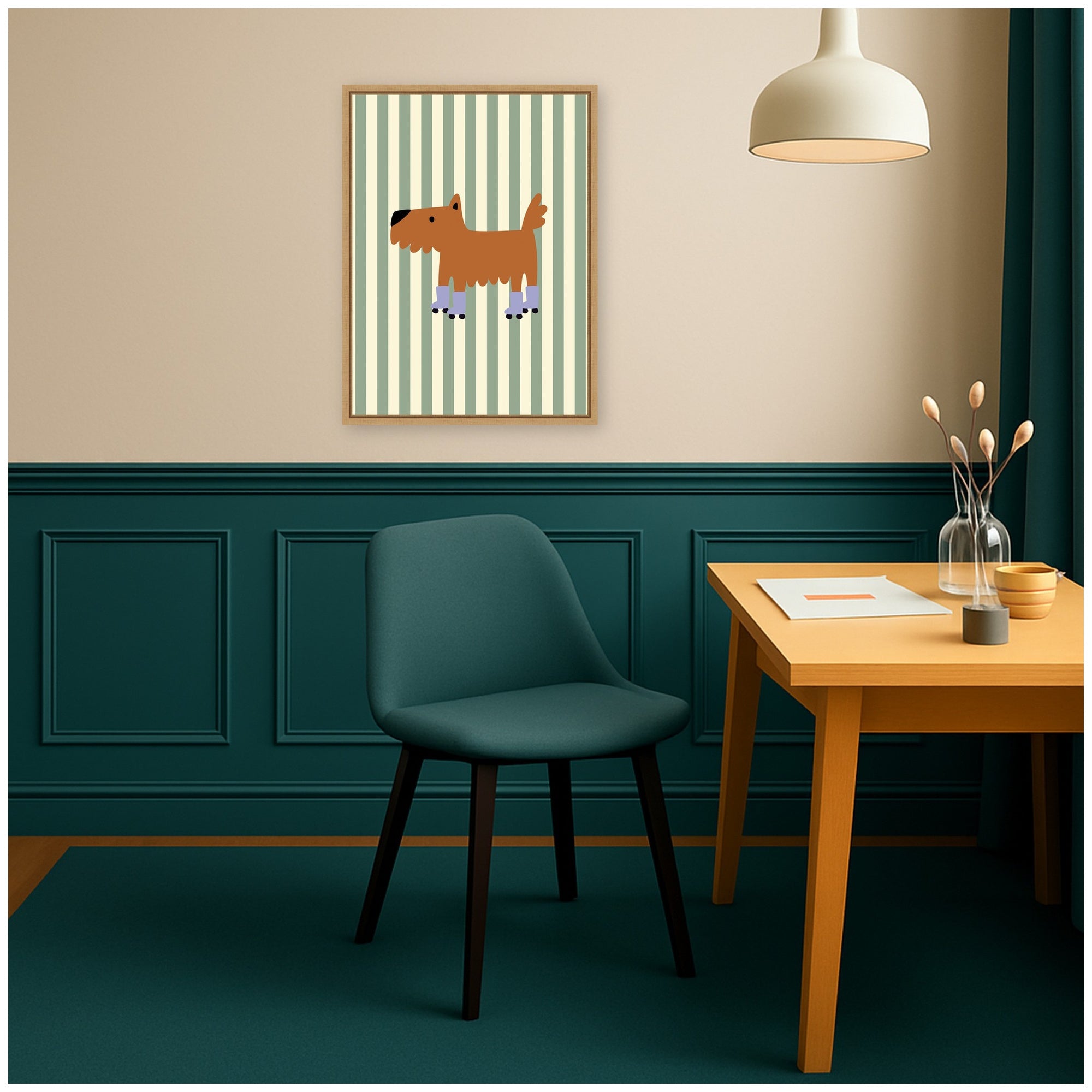 Skating Dog by Laura Moss Framed Canvas Wall Art Print
