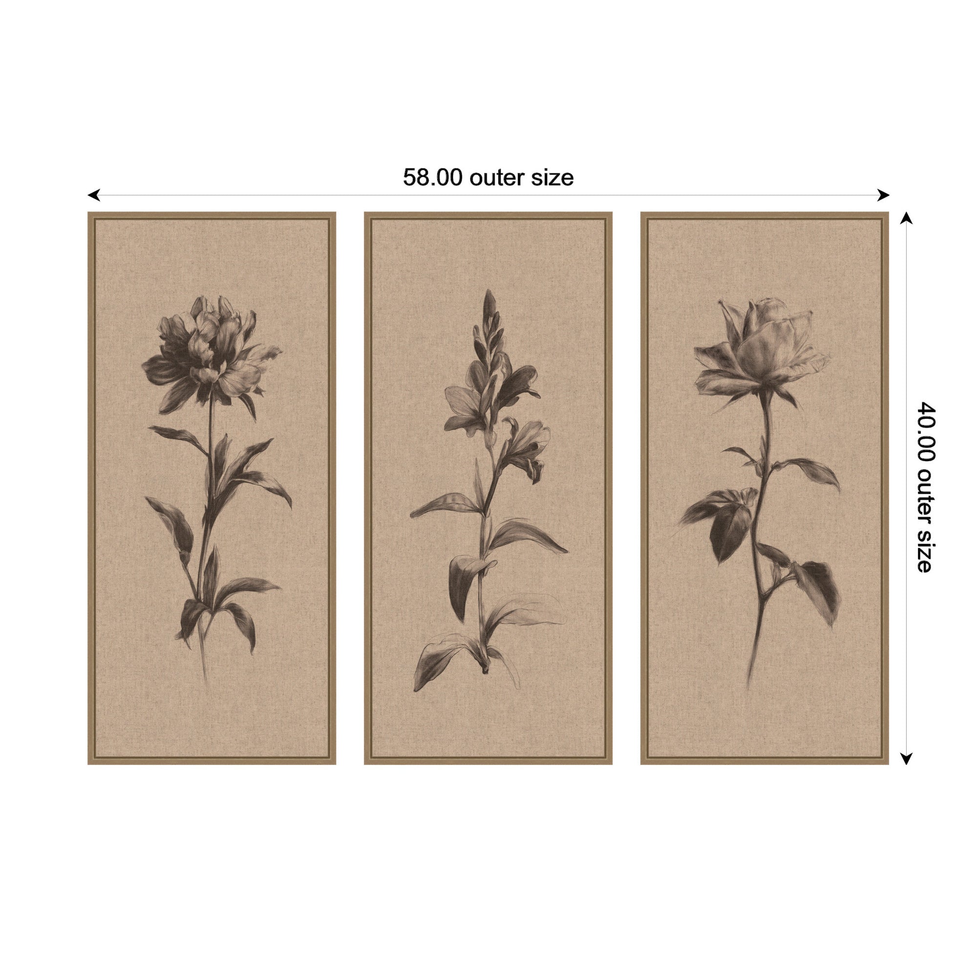 Art Set Sylvie Dark Gold 3 Piece Set 18x40 2