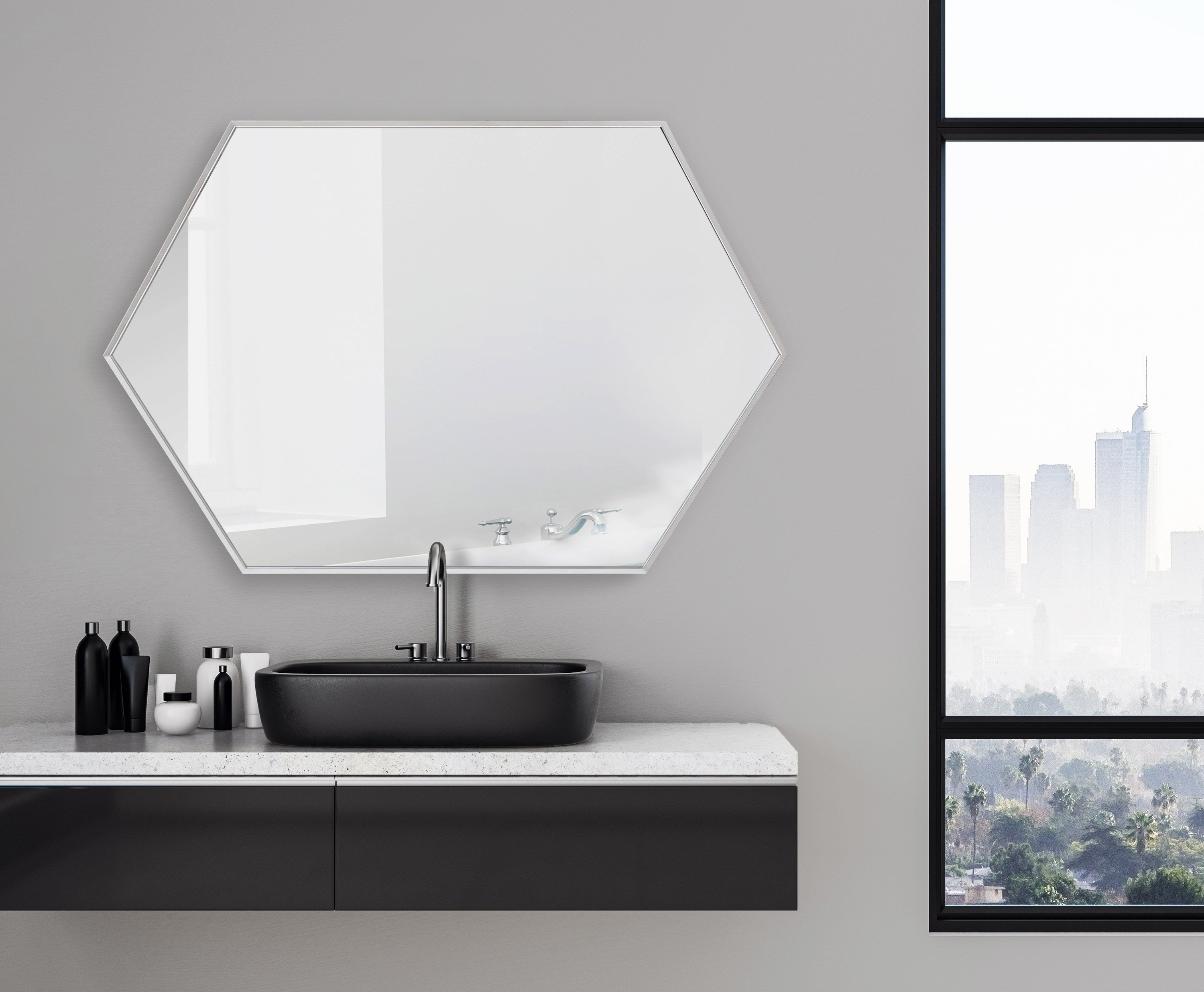 Hexagon Mirror Silver 24x36 6