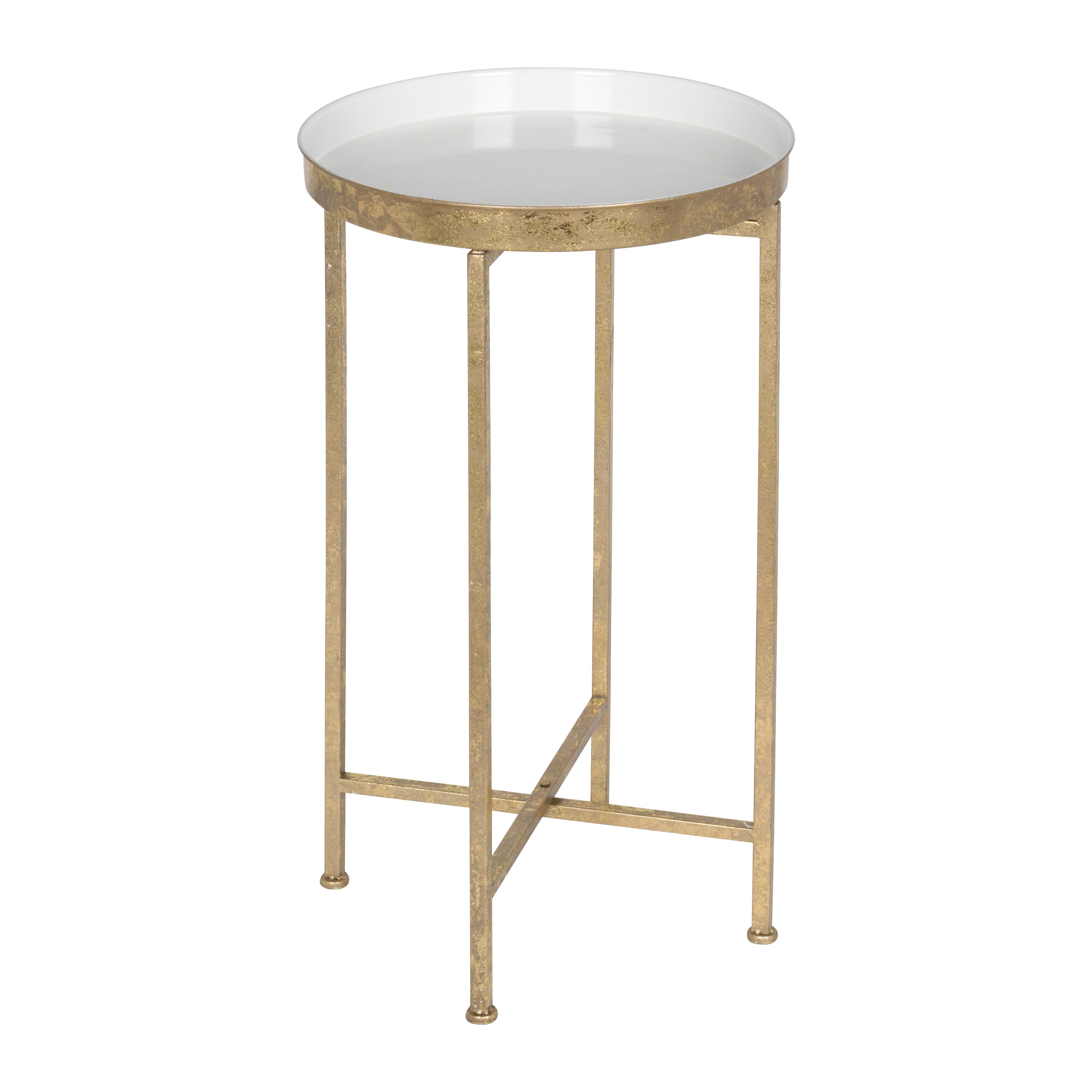 Tea Table Gold White 14x14x26 1