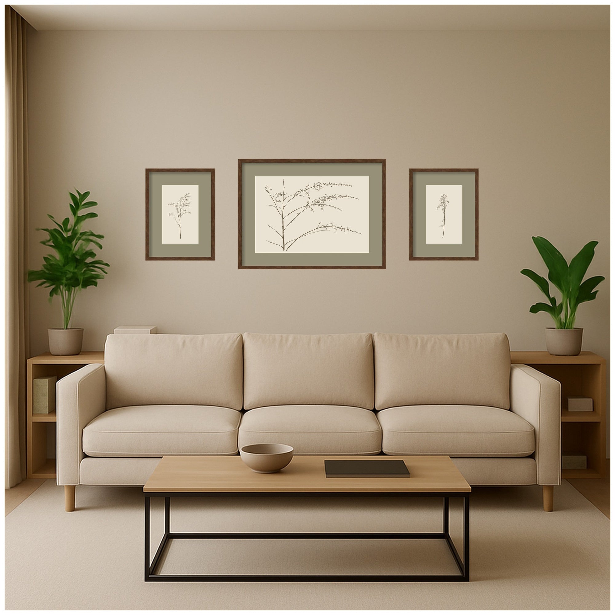 Framed Art Set 3 Piece Set 15x20/24x32 Carlisle Brown Narrow 6