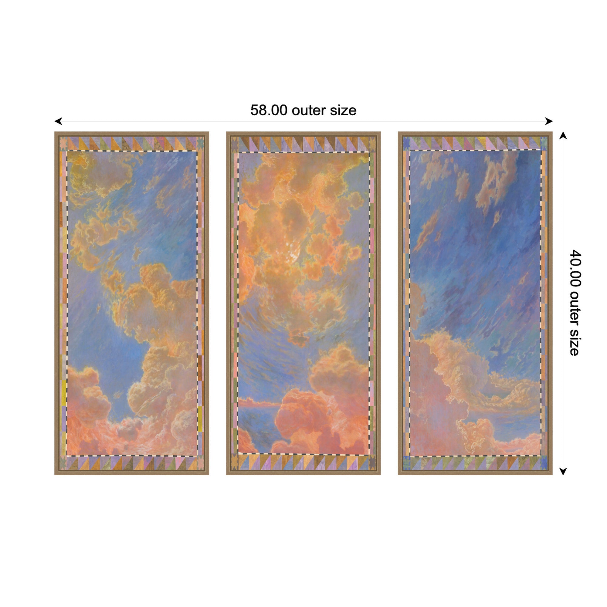 Art Set 3 Piece Set 18x40 Sylvie Dark Gold 2