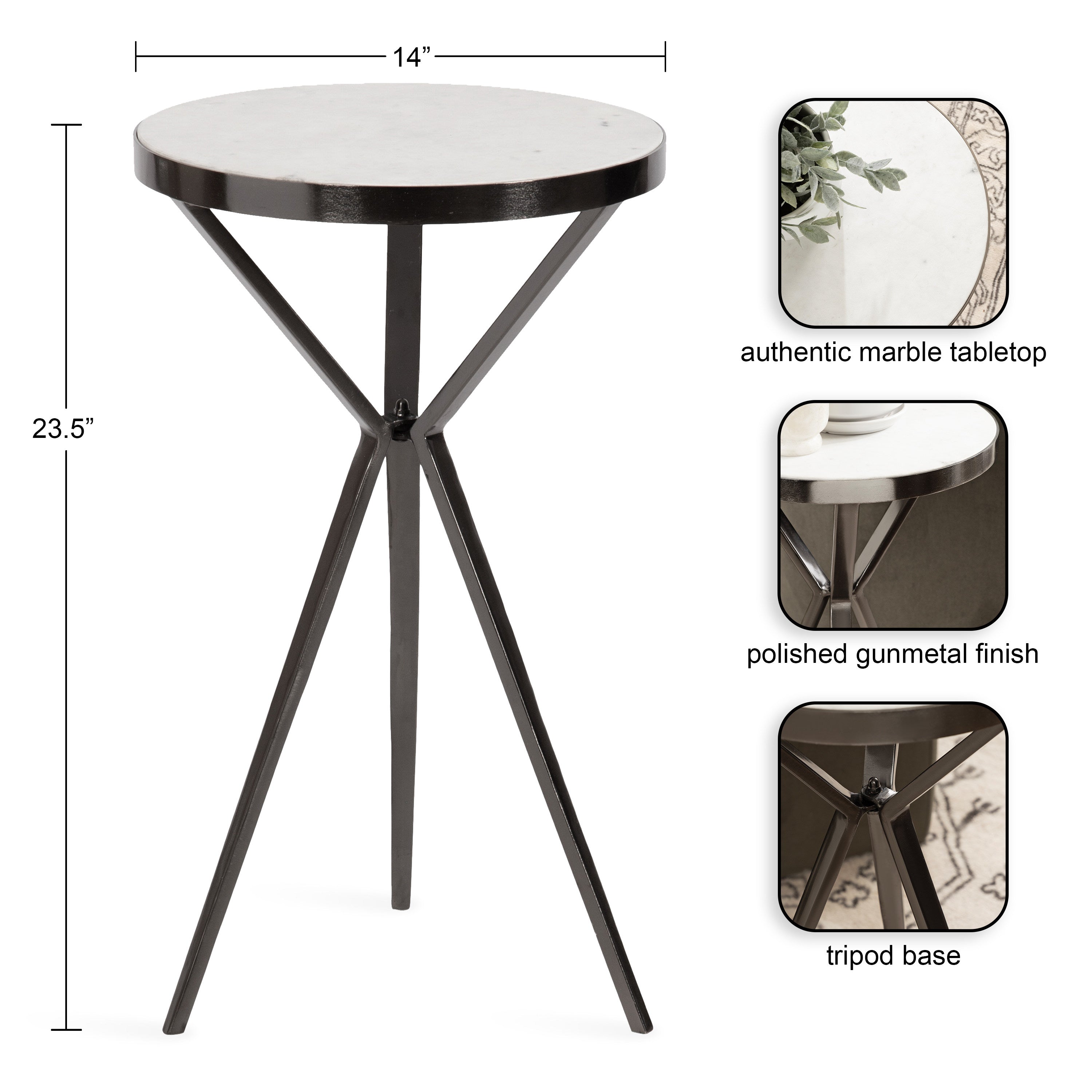 Gribben Round Marble Side Table