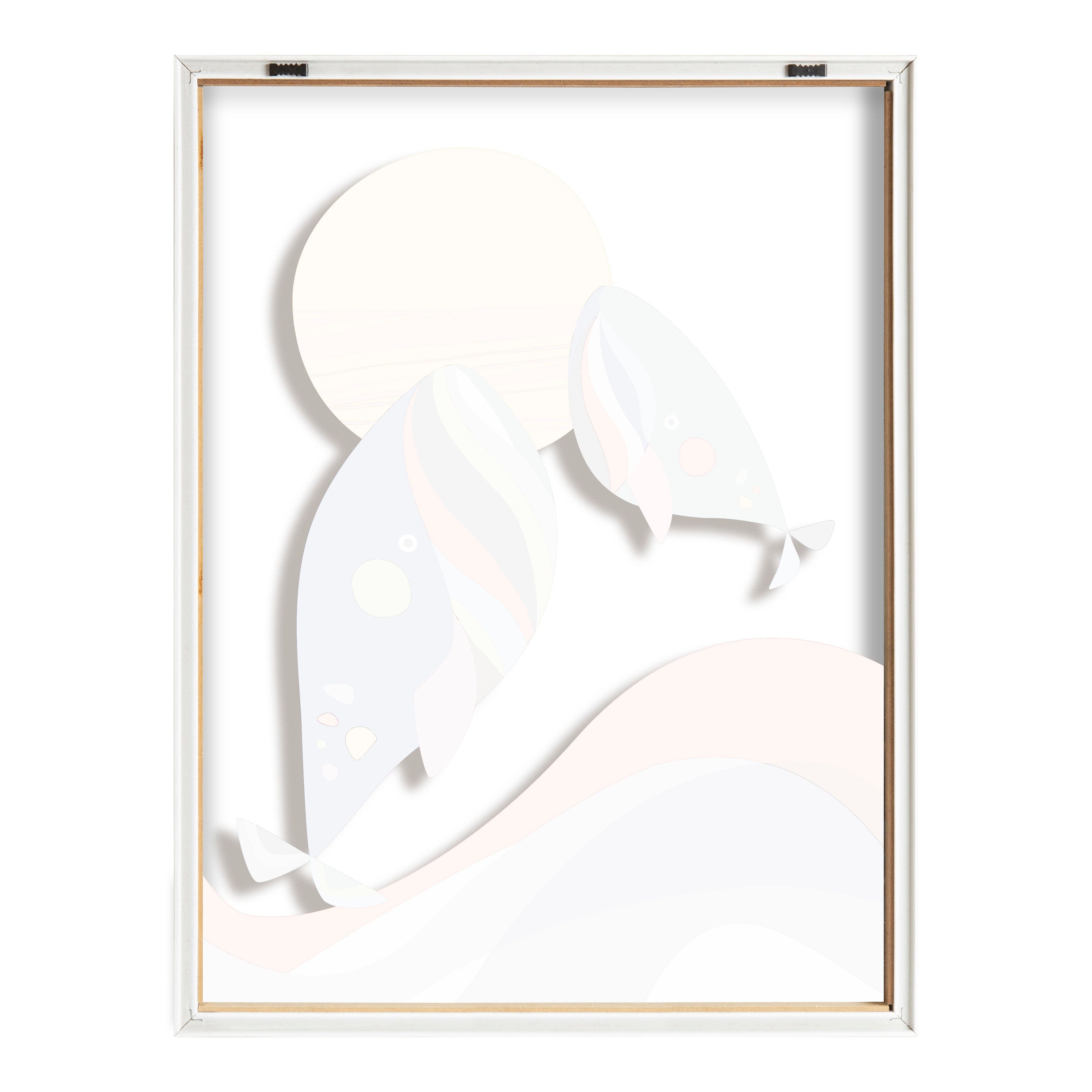 Blake Modern Colorful Whales Framed Printed Glass by Rachel Lee of My Dream Wall