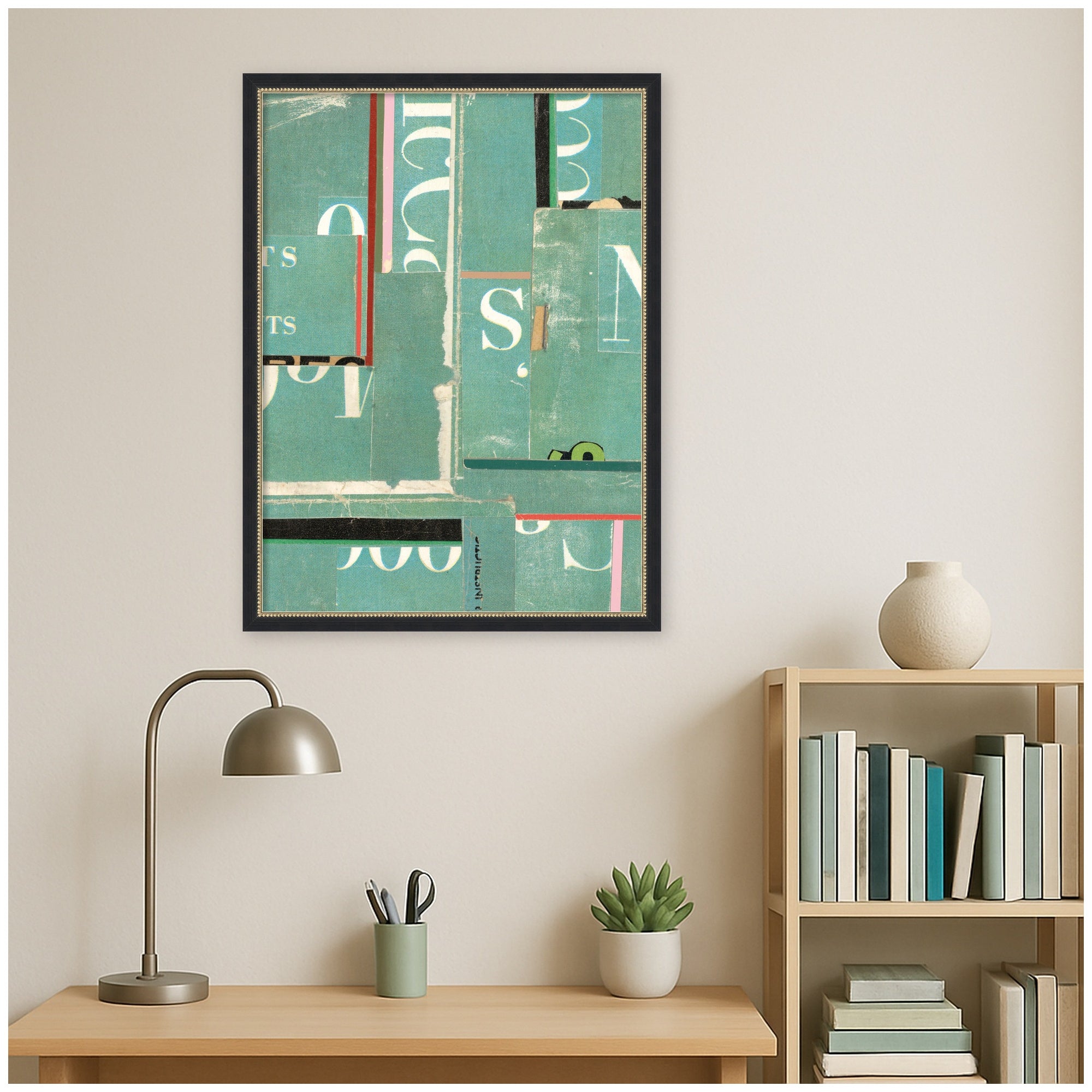 Typography Green by Felicia Dadak Framed Mounted Canvas Wall Art Print