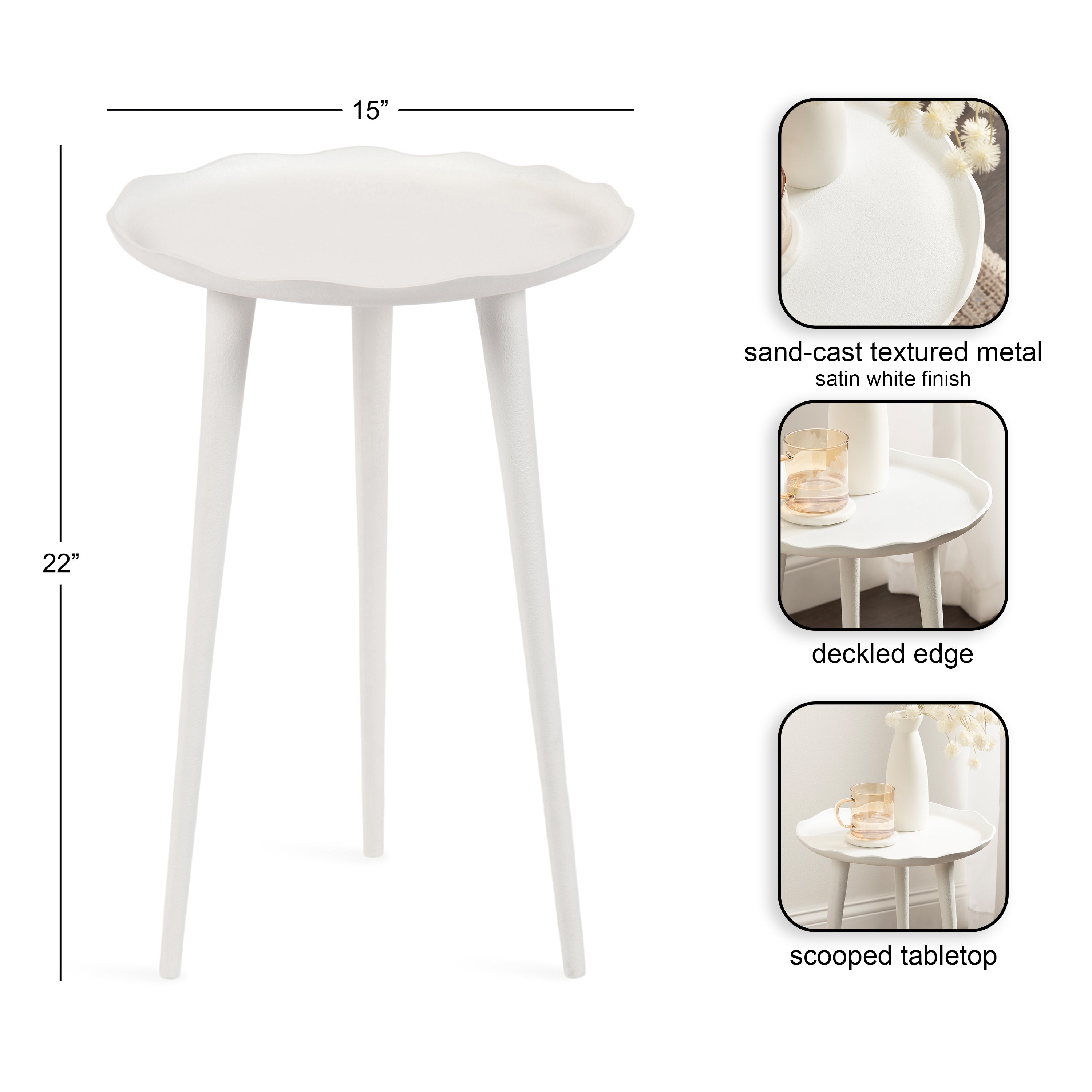 Side Table White 15x15x22 2