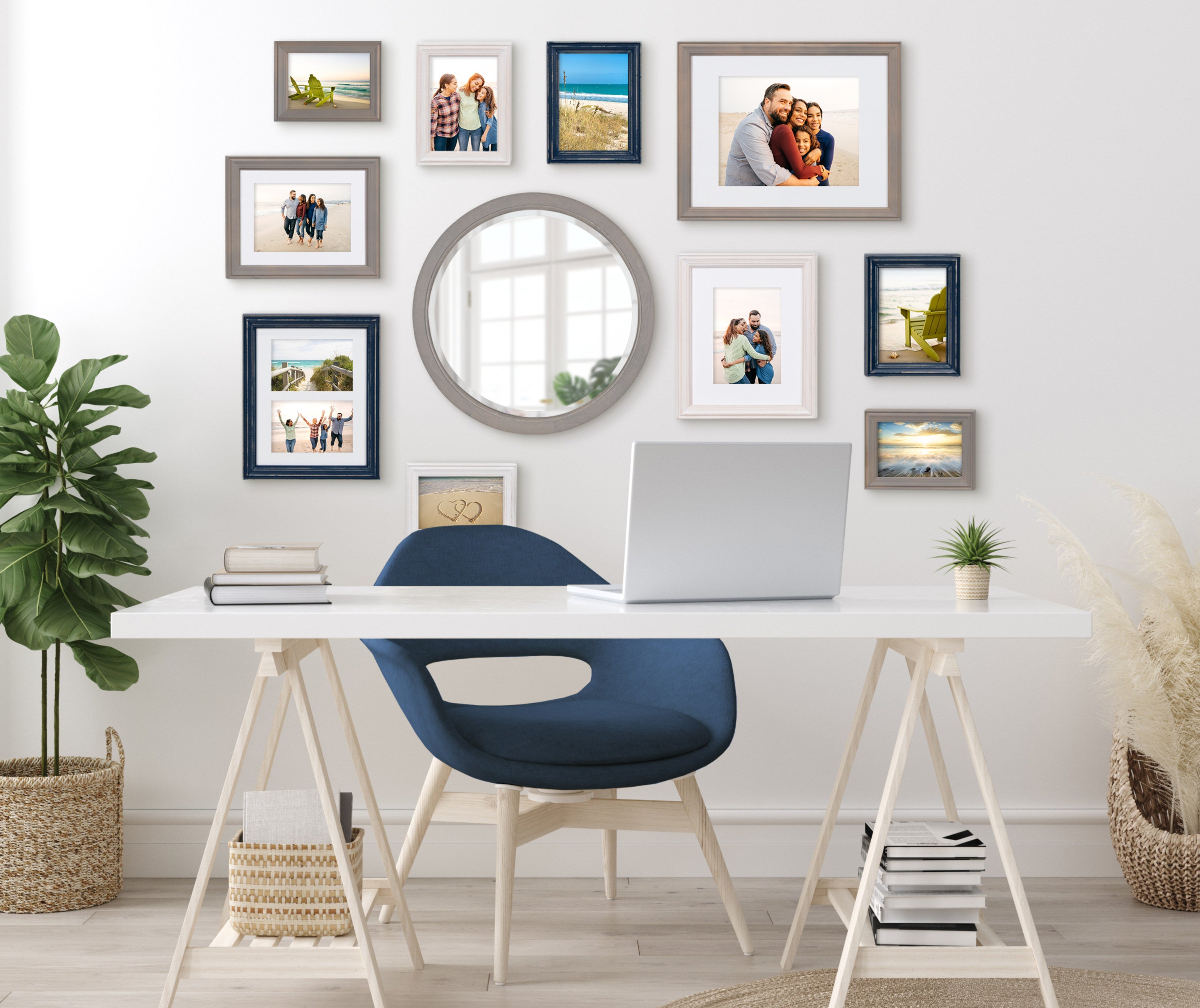 Round Mirror Gray 18" Diameter 6