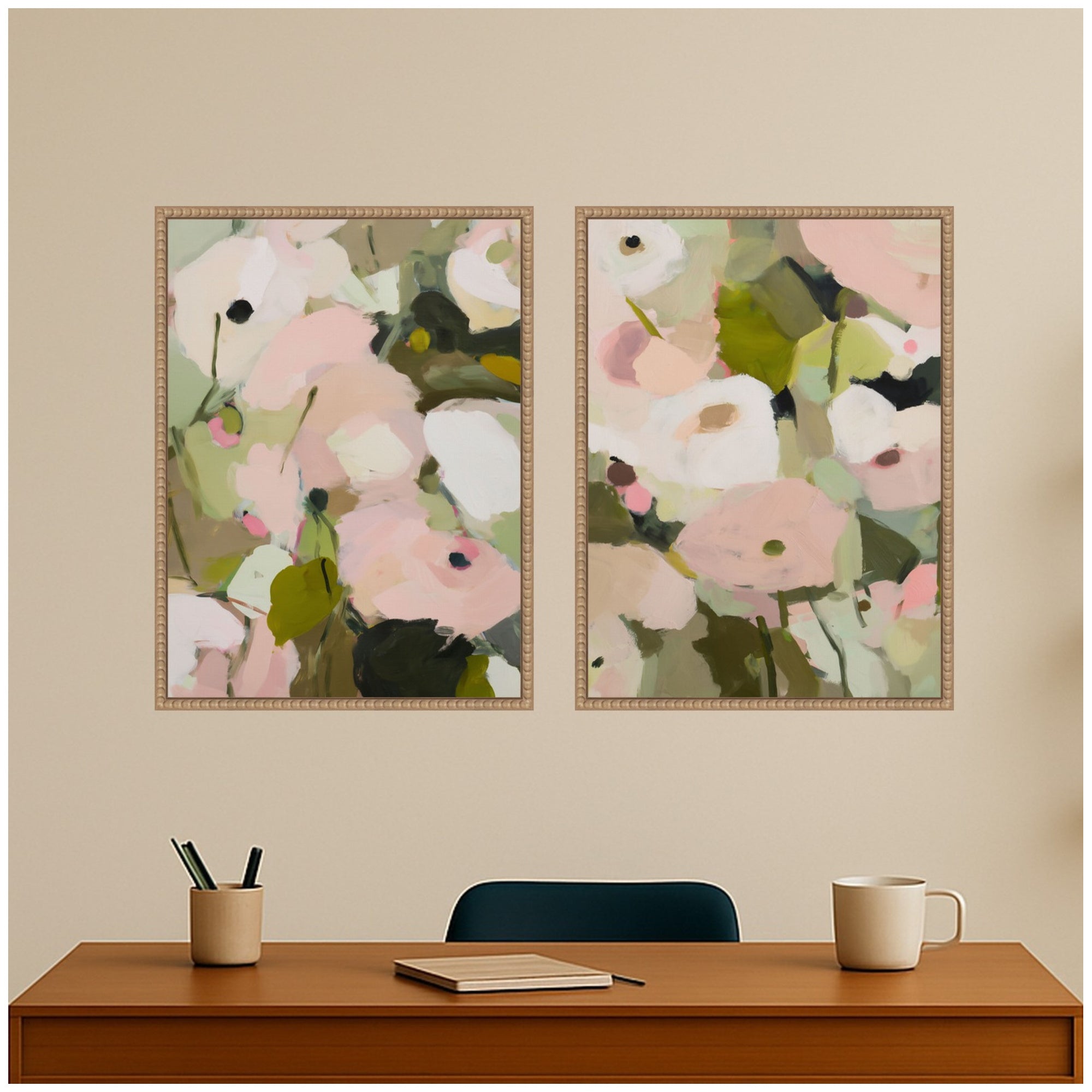 Art Set 2 Piece Set 18x24 Sylvie Beaded Rustic Natural 6