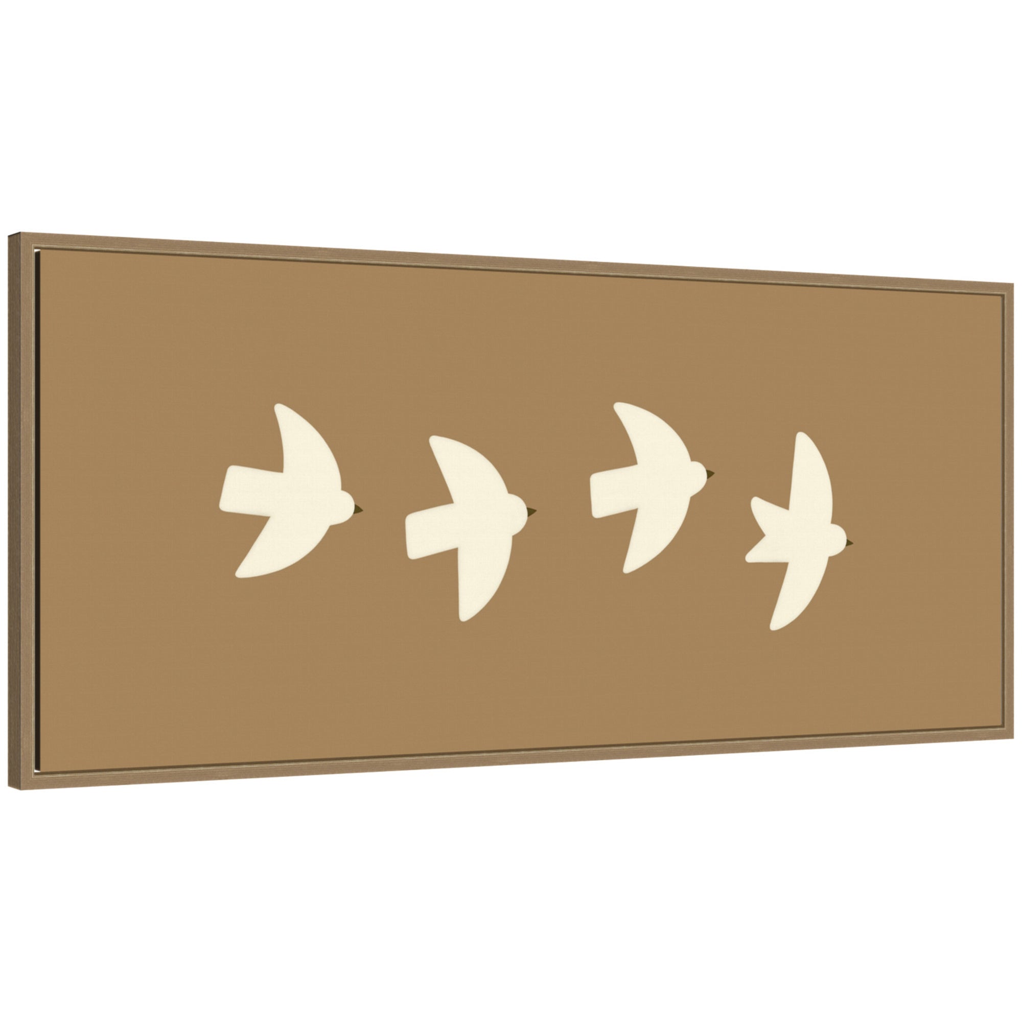 Minimalist Birds Panel 2 Brown by Laura Moss Framed Canvas Wall Art Print
