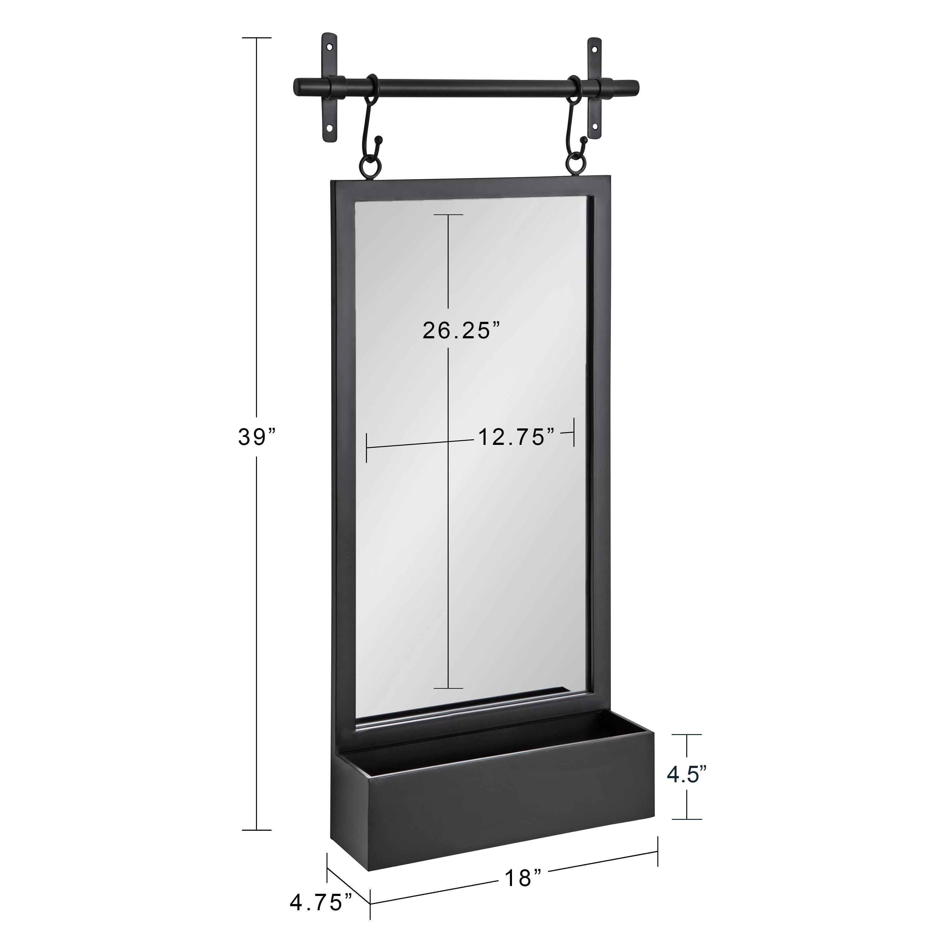 Functional Mirror Black 18x39 6