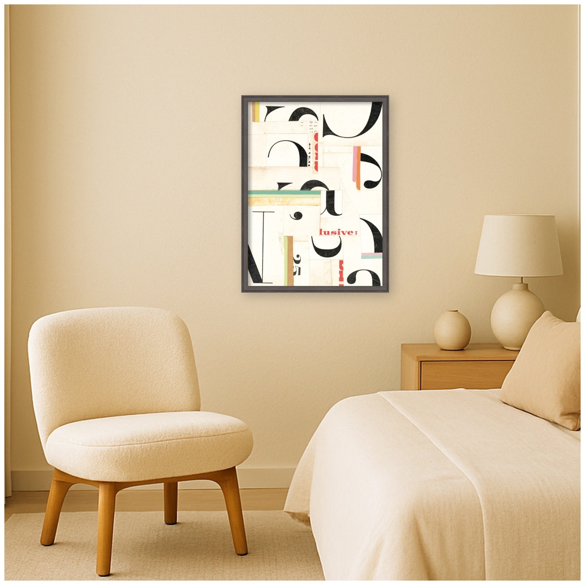 Typography White by Felicia Dadak Framed Mounted Canvas Wall Art Print